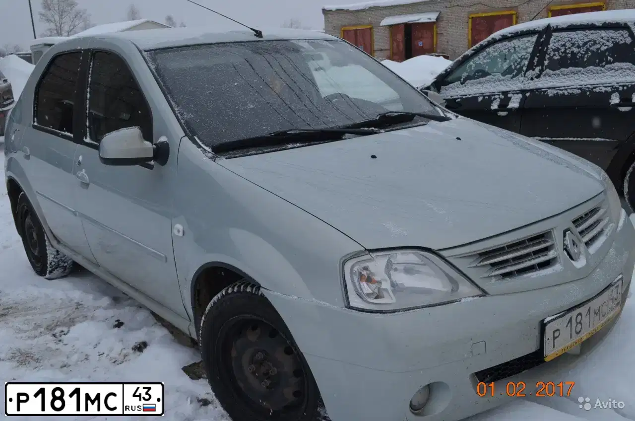Фото автомобиля RENAULT LOGAN, 2008 — госномер Р181МС43. Цвет: СЕРЫЙ