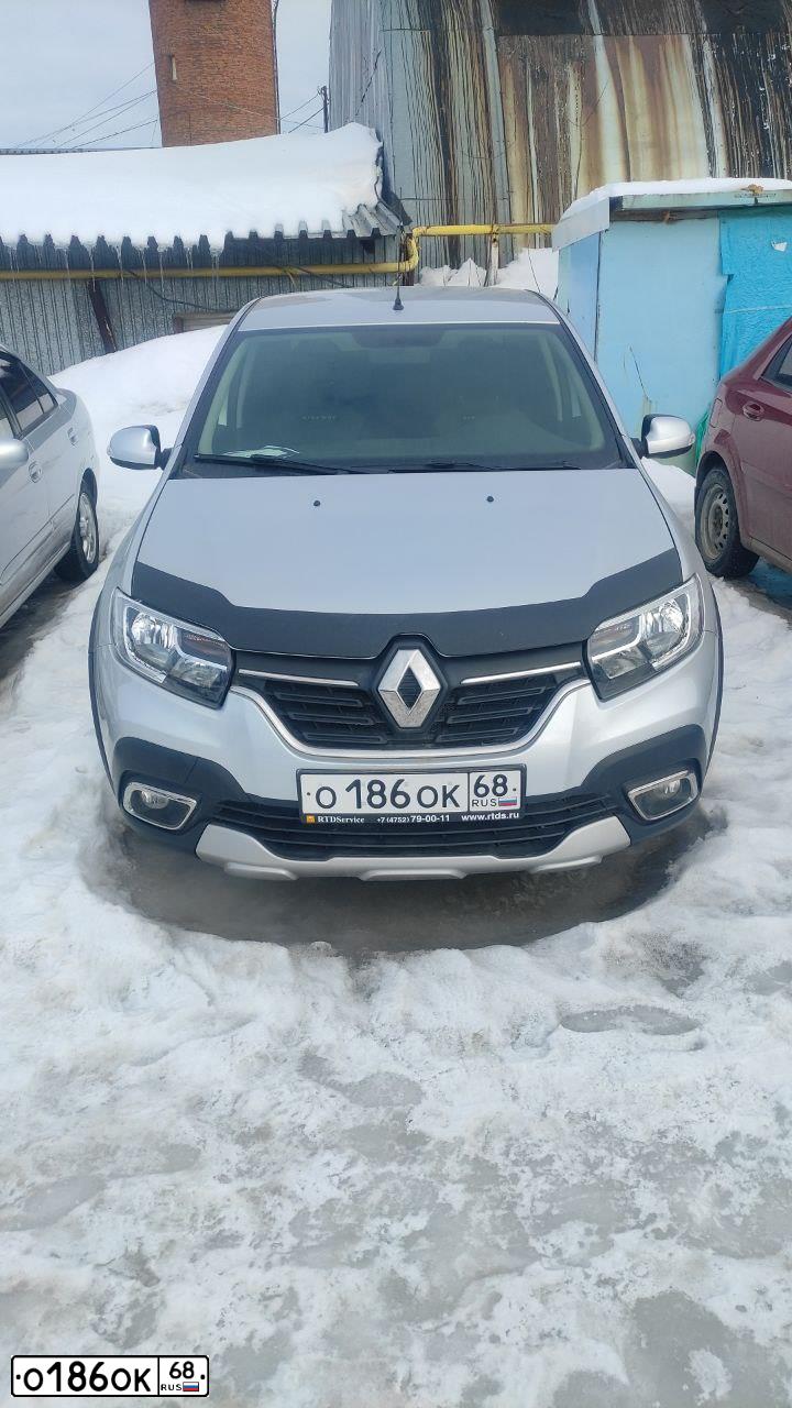 Фото автомобиля RENAULT LOGAN, 2020 — госномер О186ОК68. Цвет: СЕРЫЙ