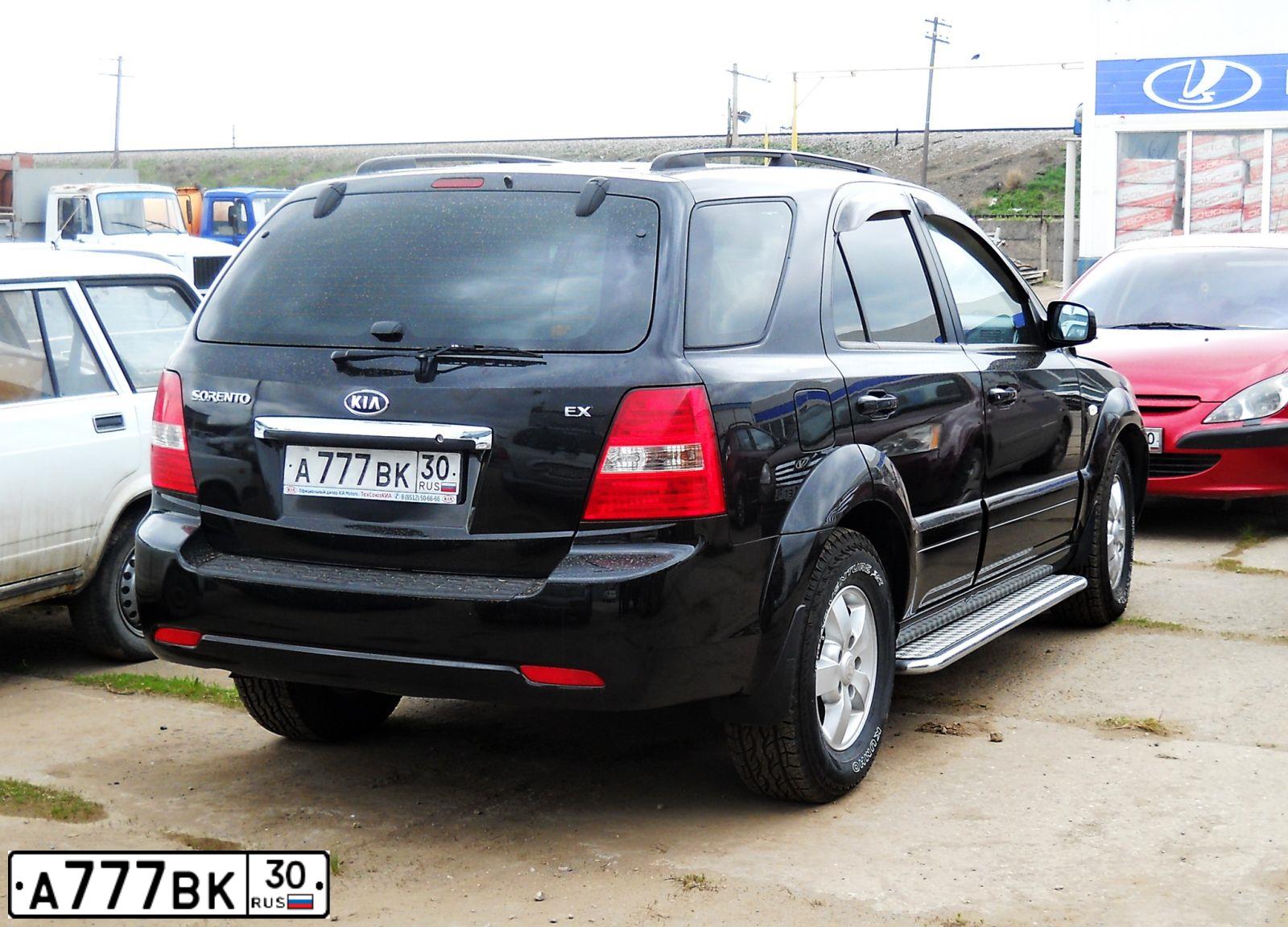 Фото автомобиля KIA SORENTO, 2007 — госномер А777ВК30. Цвет: ЧЕРНЫЙ