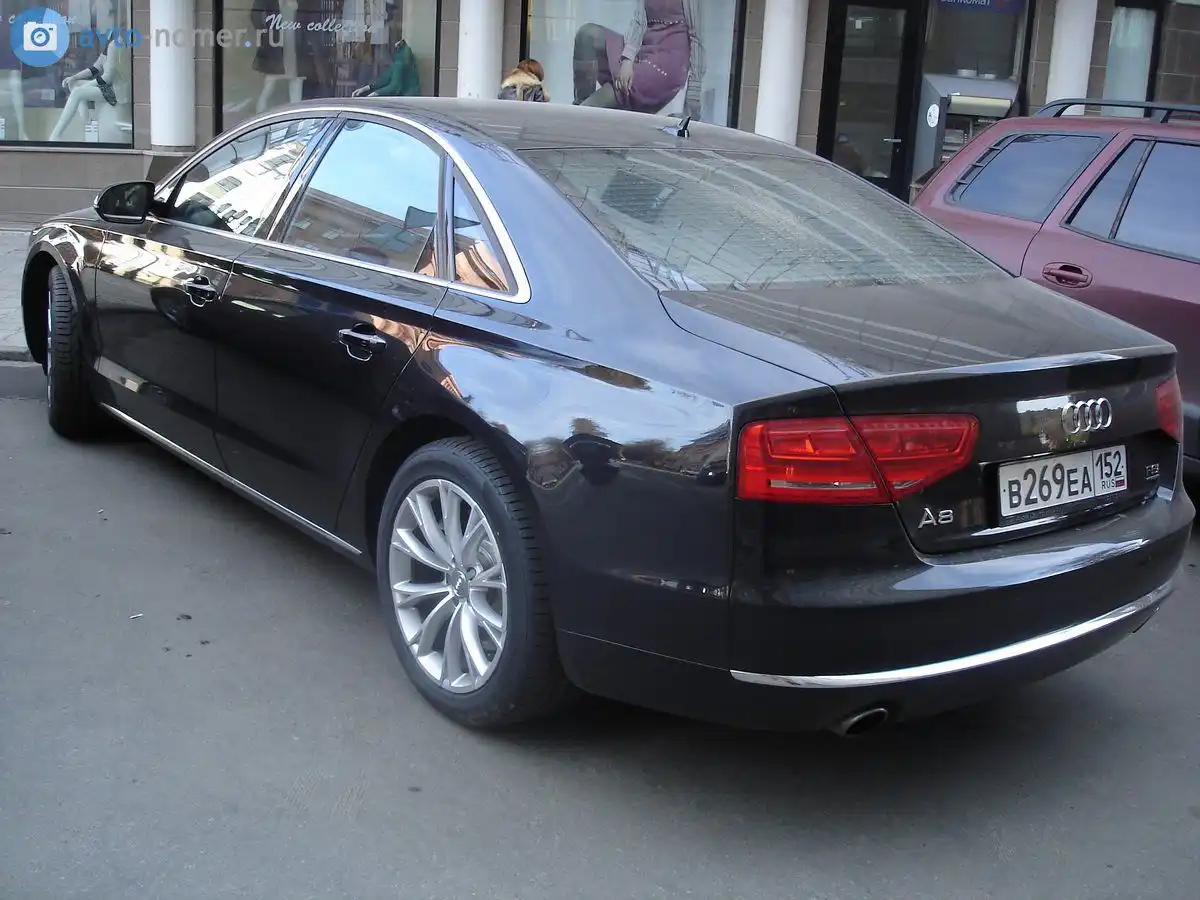 Фото автомобиля AUDI A8, 2010 — госномер О185КР152. Цвет: ЧЕРНЫЙ