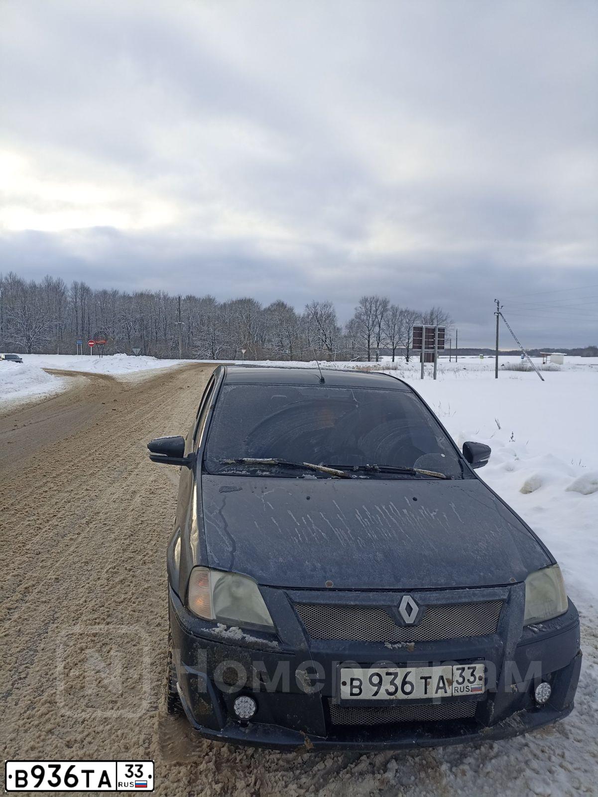 Фото автомобиля RENAULT LOGAN, 2006 — госномер М497УК33. Цвет: ТЕМНО-СЕРЫЙ