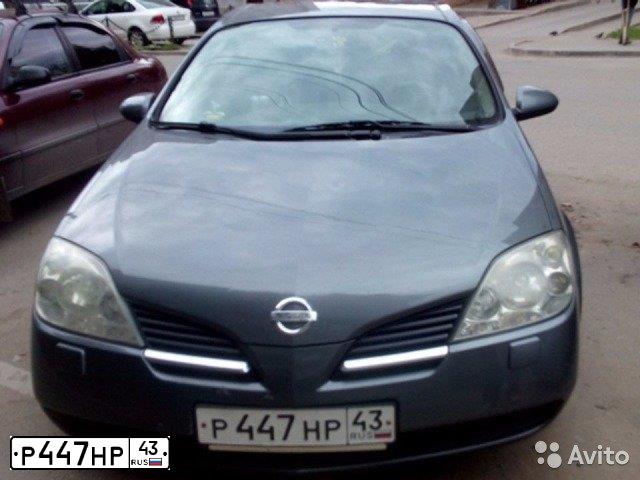 Фото автомобиля NISSAN PRIMERA, 2004 — госномер Р447НР43. Цвет: СЕРЫЙ