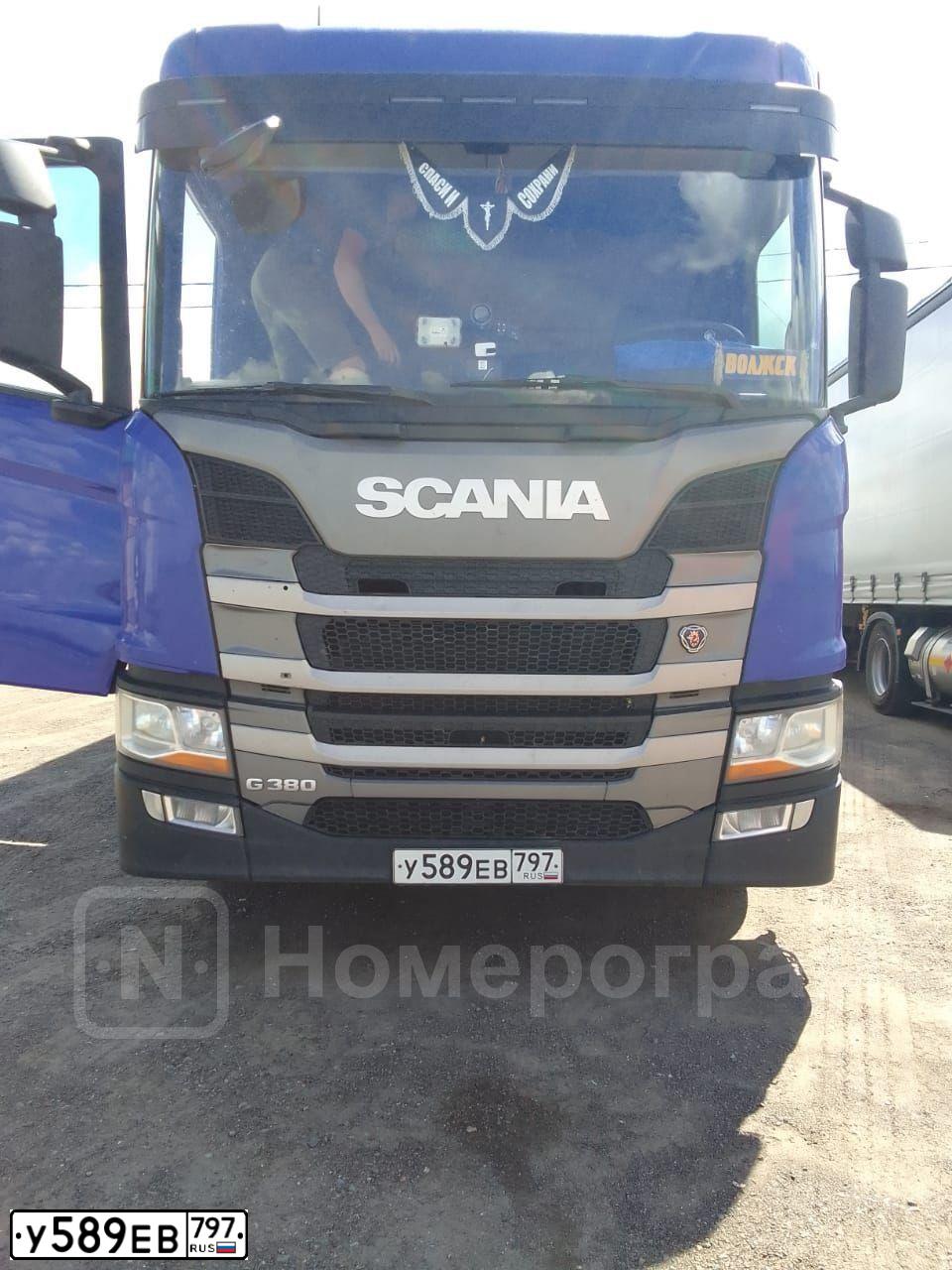 Фото автомобиля SCANIA SERIE G /4X2/, 2019 — госномер У589ЕВ797. Цвет: синий