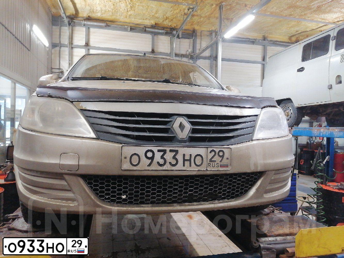 Фото автомобиля RENAULT LOGAN, 2011 — госномер О933НО29. Цвет: БЕЖЕВЫЙ