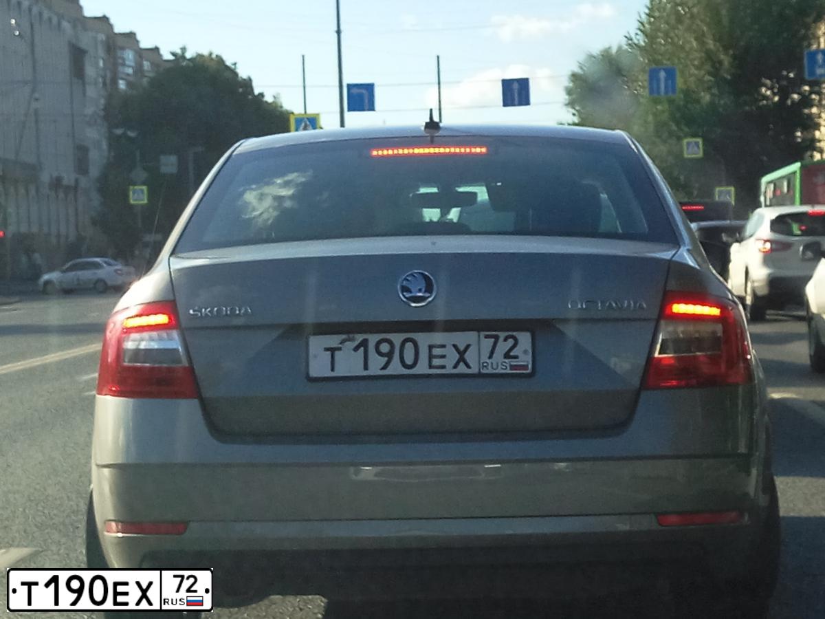 Фото автомобиля SKODA OCTAVIA, 2019 — госномер Т190ЕХ72. Цвет: БЕЖЕВЫЙ