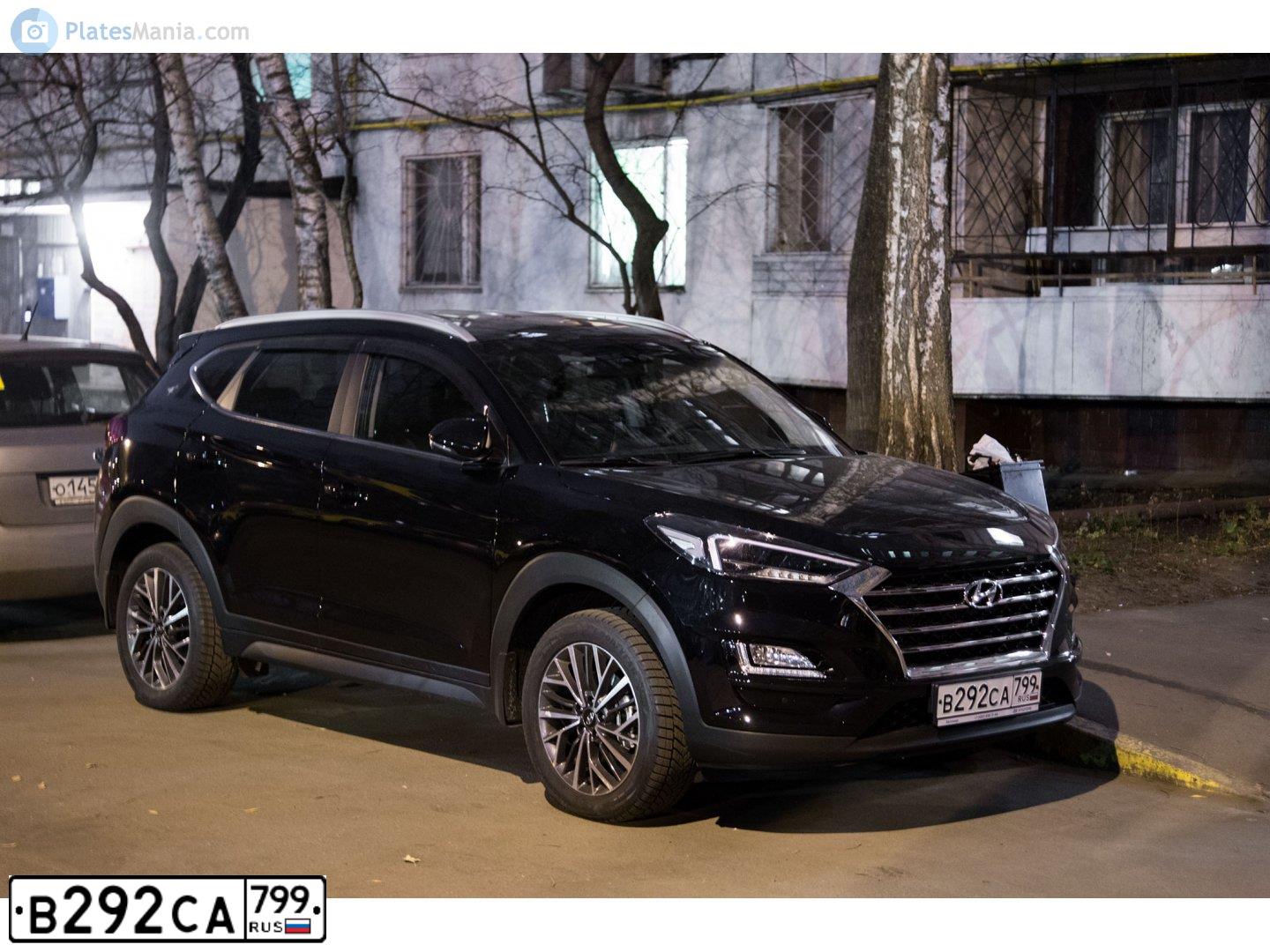 Фото автомобиля HYUNDAI TUCSON, 2019 — госномер В292СА799. Цвет: ЧЕРНЫЙ