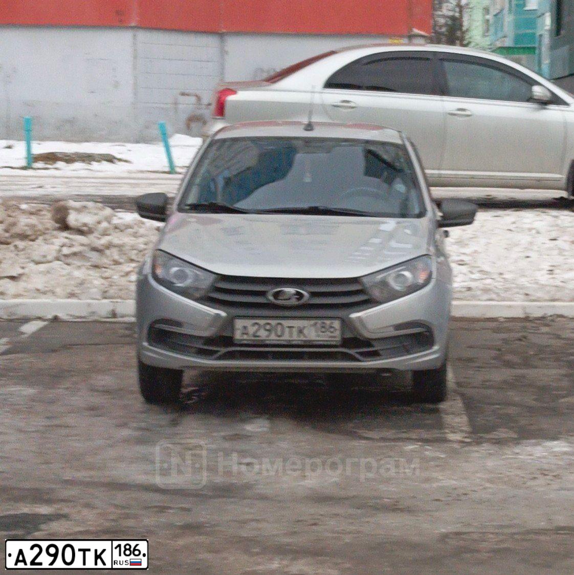 Фото автомобиля LADA 2191 GRANTA, 2018 — госномер А290ТК186. Цвет: Серебристый