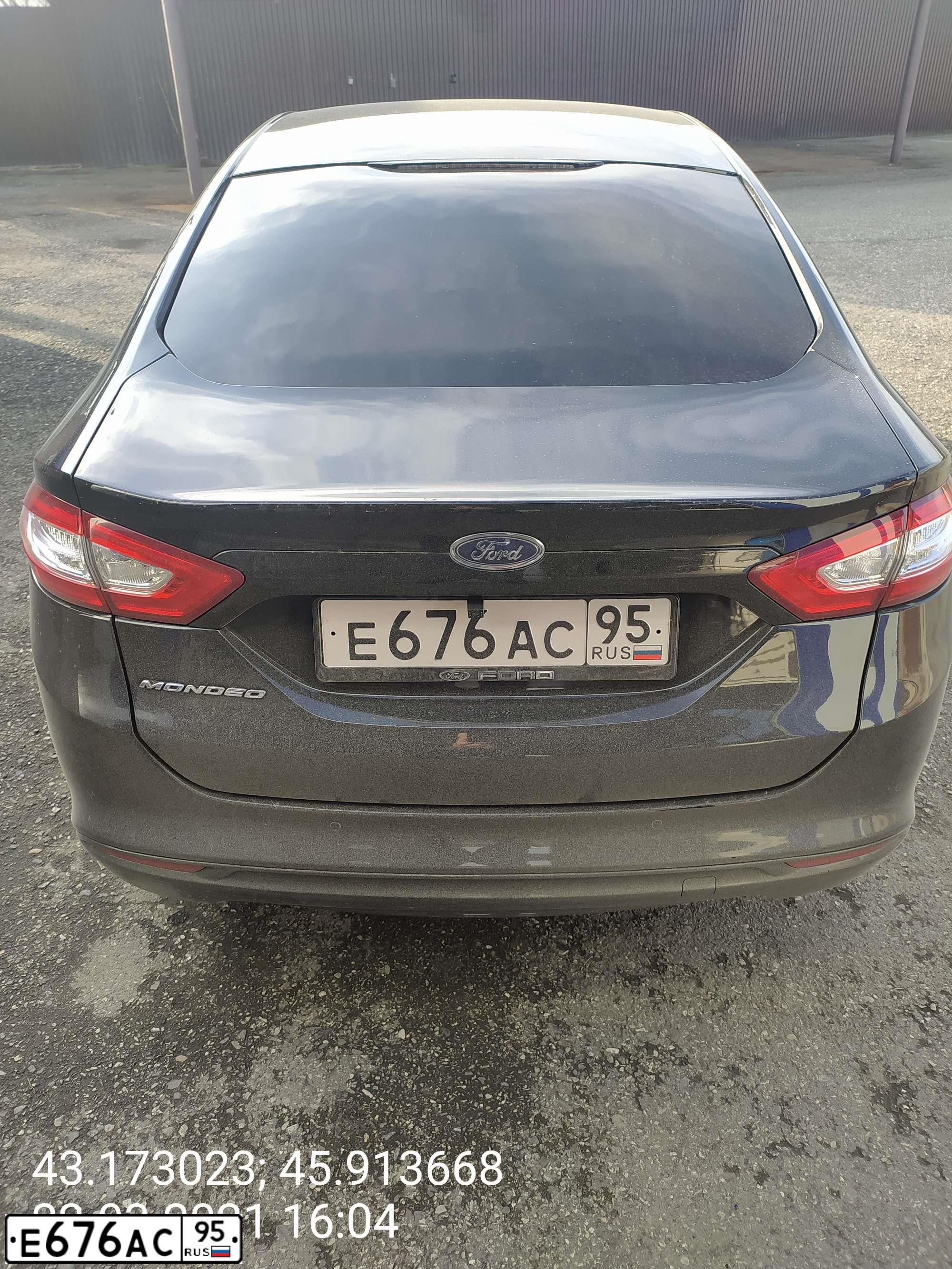 Фото автомобиля FORD MONDEO, 2015 — госномер Е676АС95. Цвет: ЧЕРНЫЙ