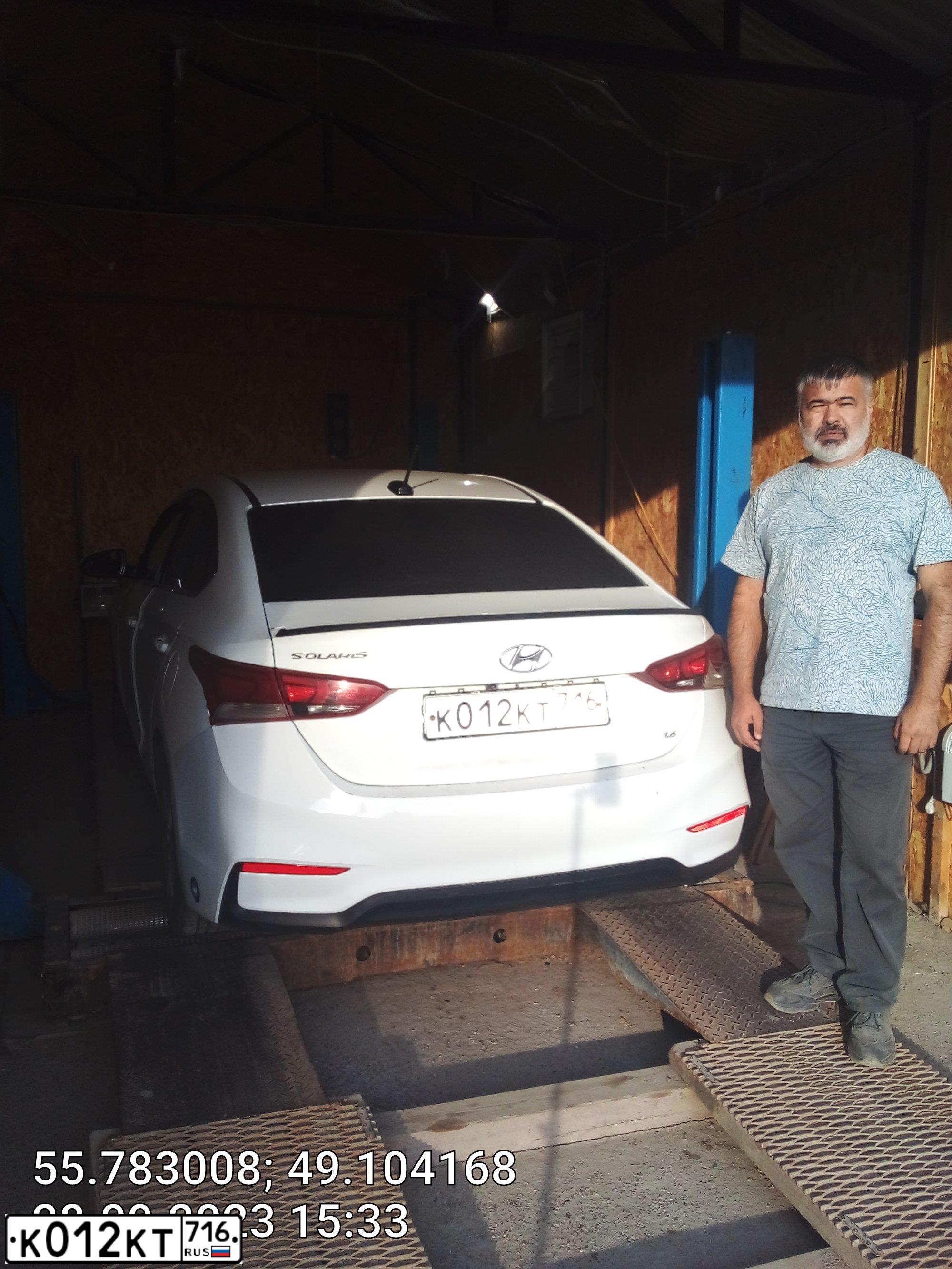 Фото автомобиля HYUNDAI SOLARIS, 2018 — госномер К012КТ716. Цвет: Белый