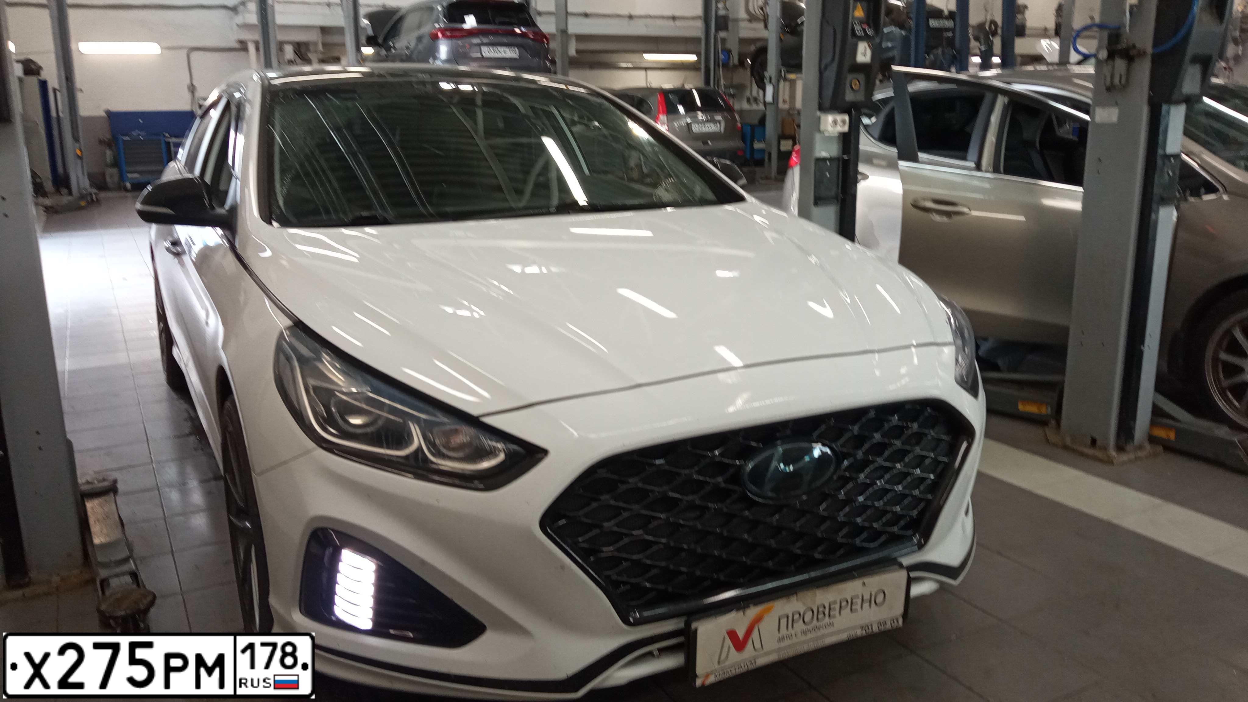 Фото автомобиля HYUNDAI SONATA, 2017 — госномер Х275РМ178. Цвет: БЕЛЫЙ