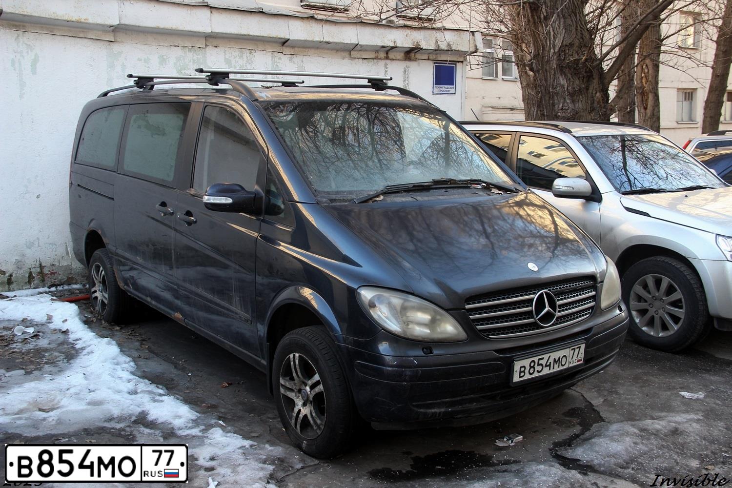 Фото автомобиля MERCEDES VIANO, 2007 — госномер В854МО77. Цвет: ЧЕРНЫЙ