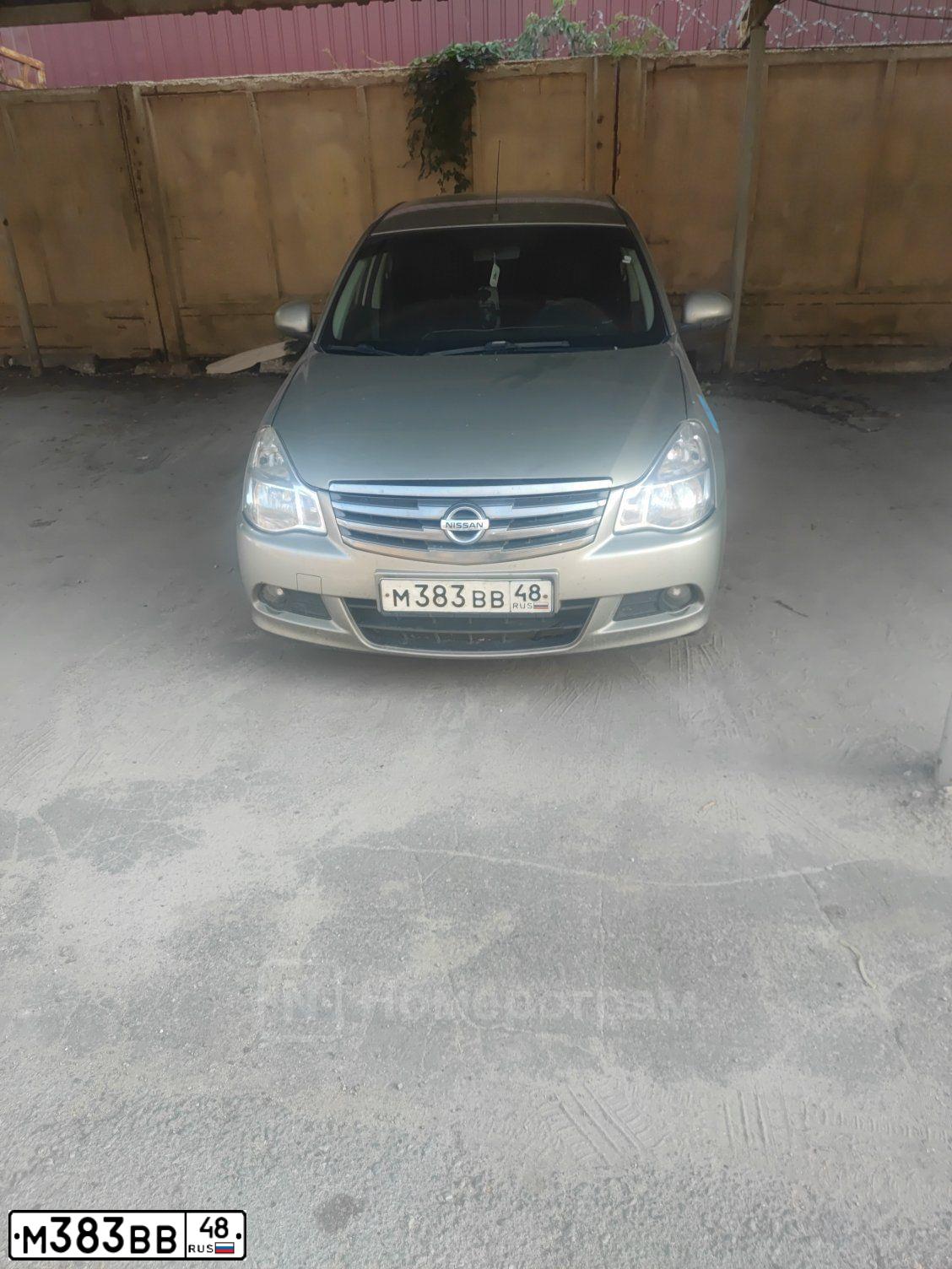 Фото автомобиля NISSAN ALMERA /AVTOVAZ/, 2014 — госномер М383ВВ48. Цвет: БЕЖЕВО-СЕРЫЙ
