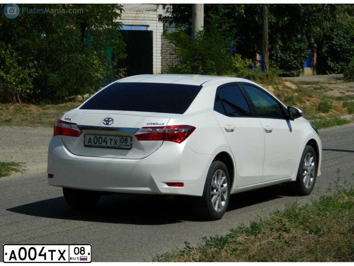 Фото автомобиля TOYOTA COROLLA, 2010 — госномер А004ТХ08. Цвет: СЕРЕБРИСТЫЙ