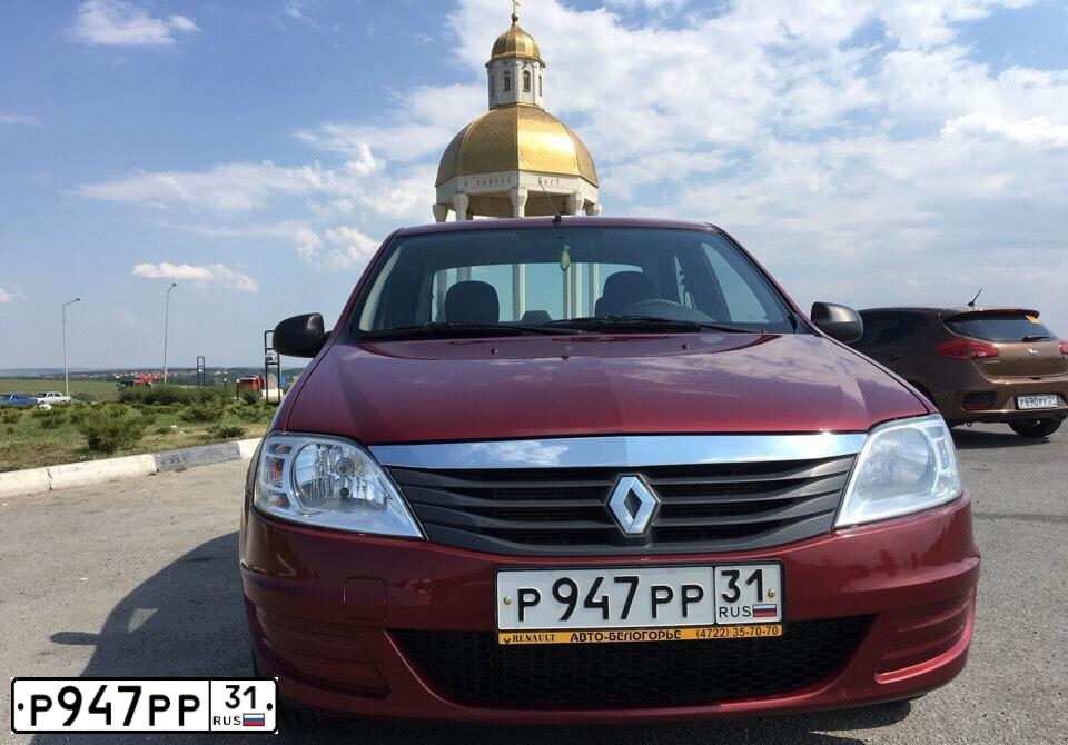 Фото автомобиля RENAULT LOGAN, 2011 — госномер Р947РР31. Цвет: КРАСНЫЙ