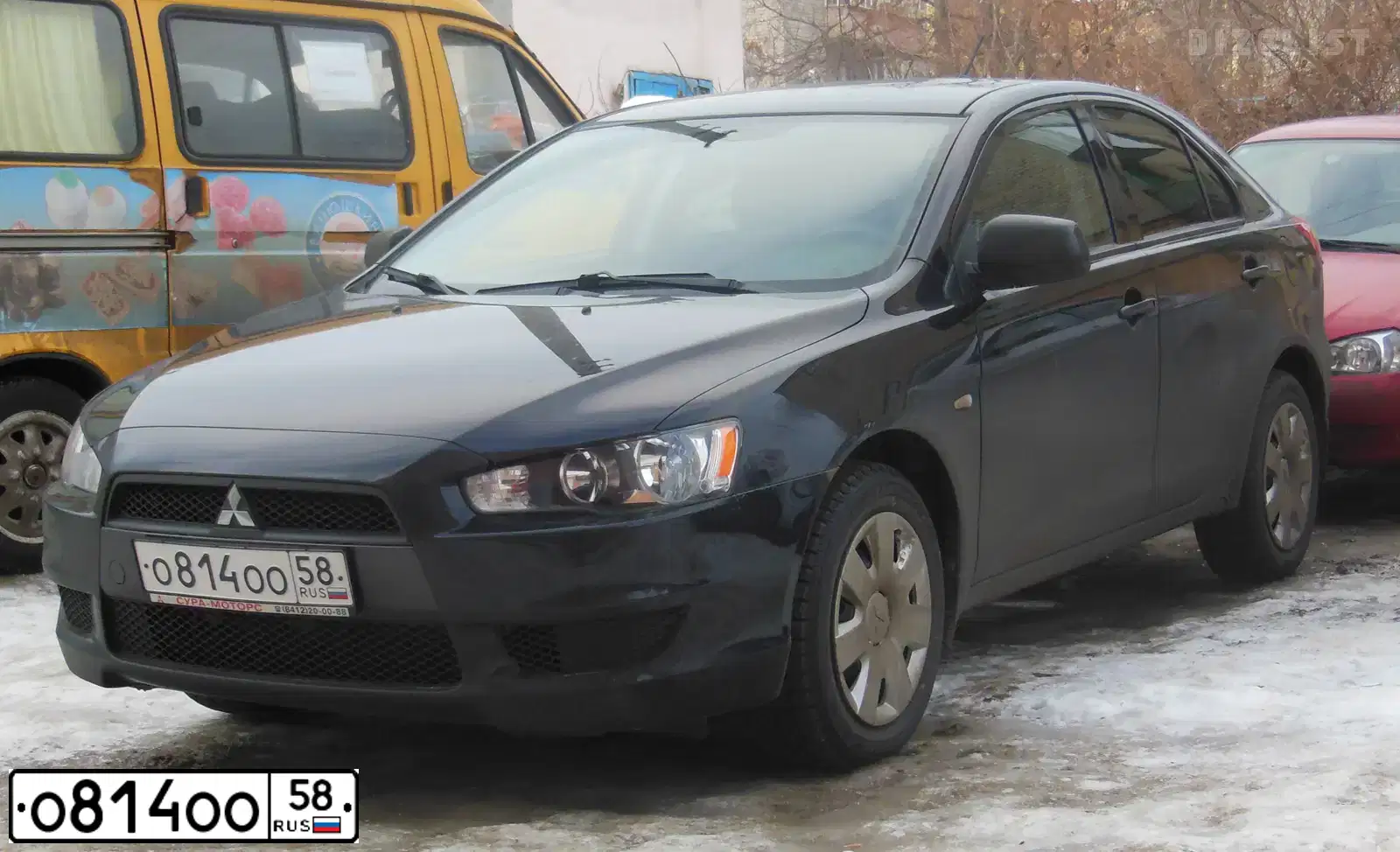 Фото автомобиля MITSUBISHI LANCER, 2008 — госномер В259МК122. Цвет: ЧЕРНЫЙ