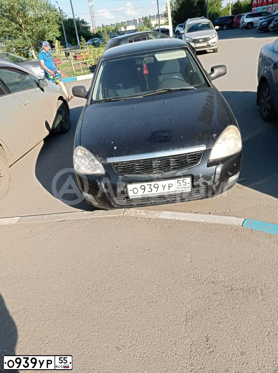 Фото автомобиля VAZ 2172 PRIORA, 2008 — госномер О939УР55. Цвет: Сине-Черный