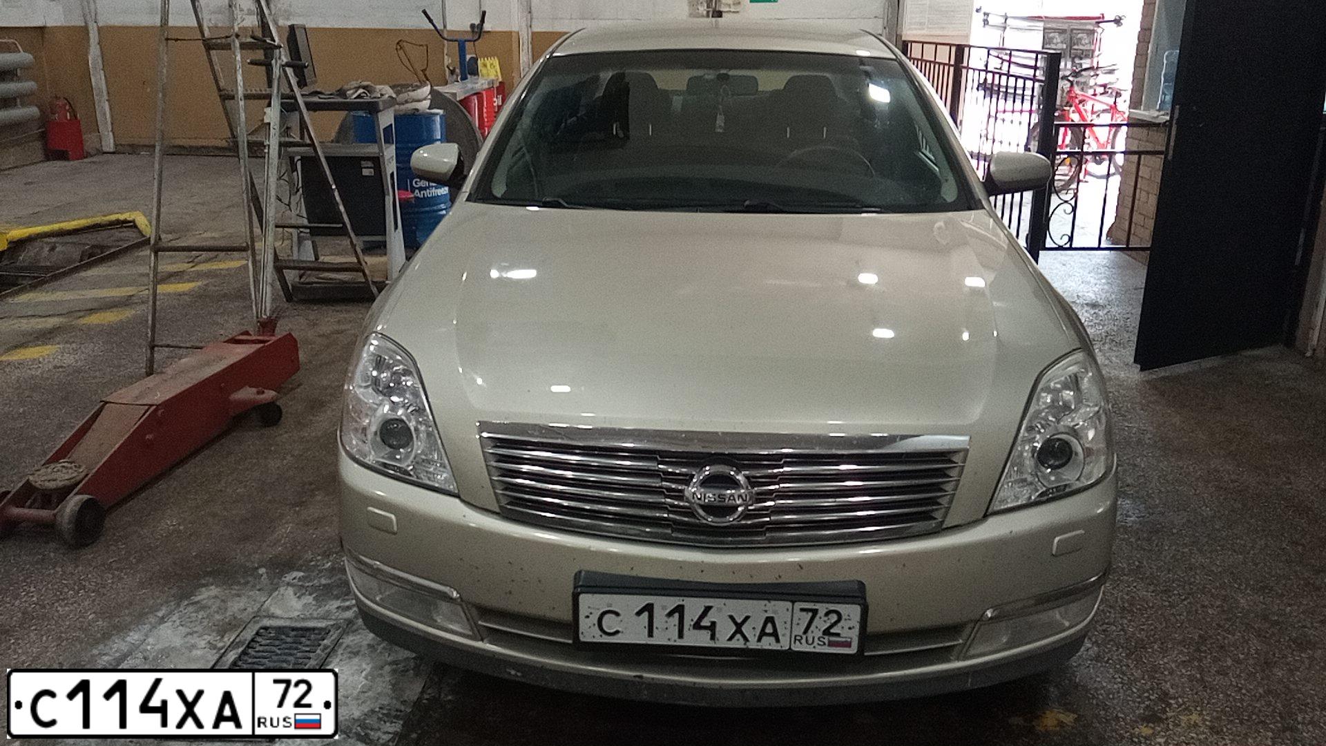 Фото автомобиля NISSAN TEANA, 2007 — госномер С114ХА72. Цвет: ЗОЛОТИСТЫЙ