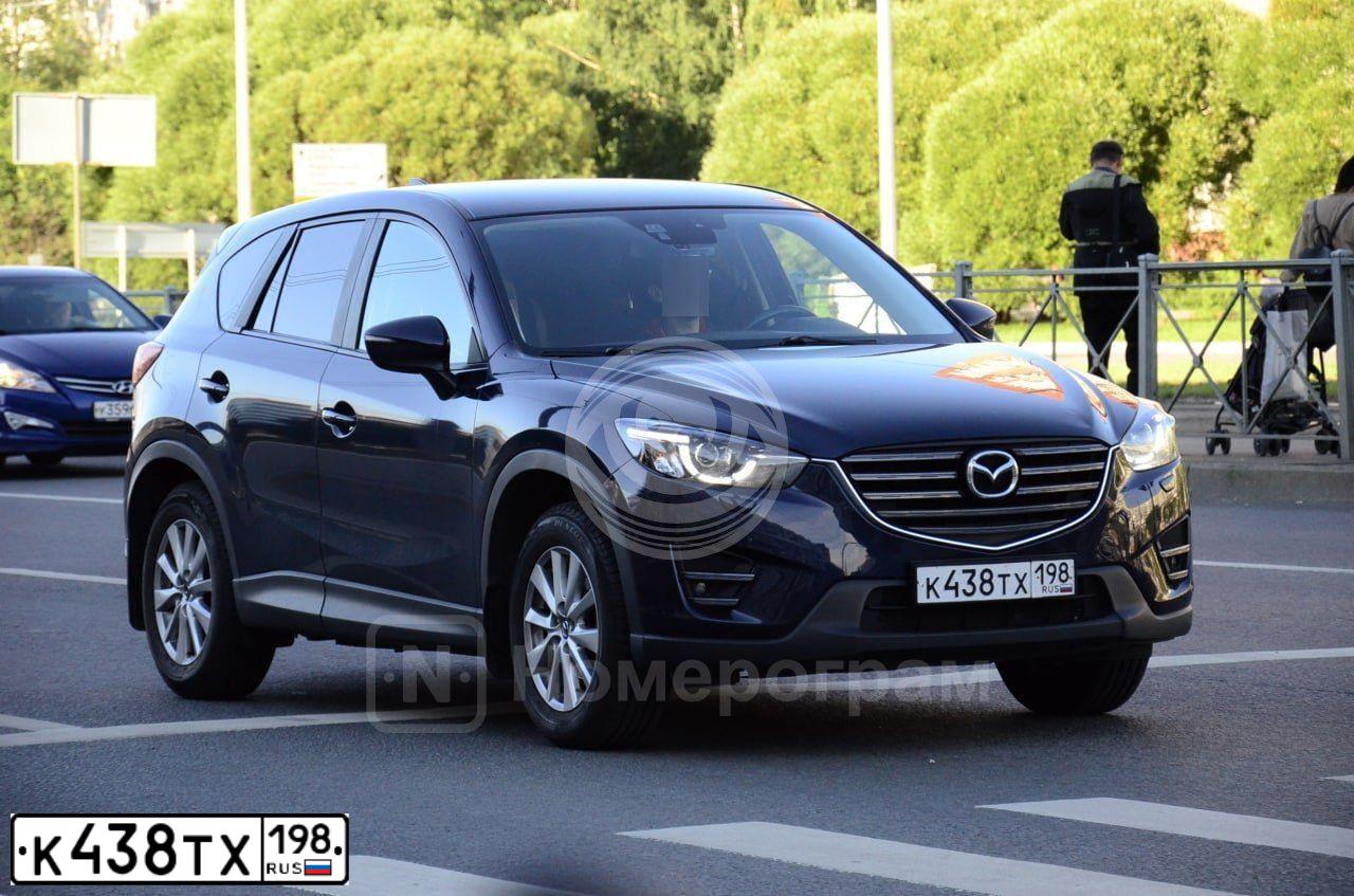 Фото автомобиля MAZDA CX-5, 2016 — госномер К438ТХ198. Цвет: синий
