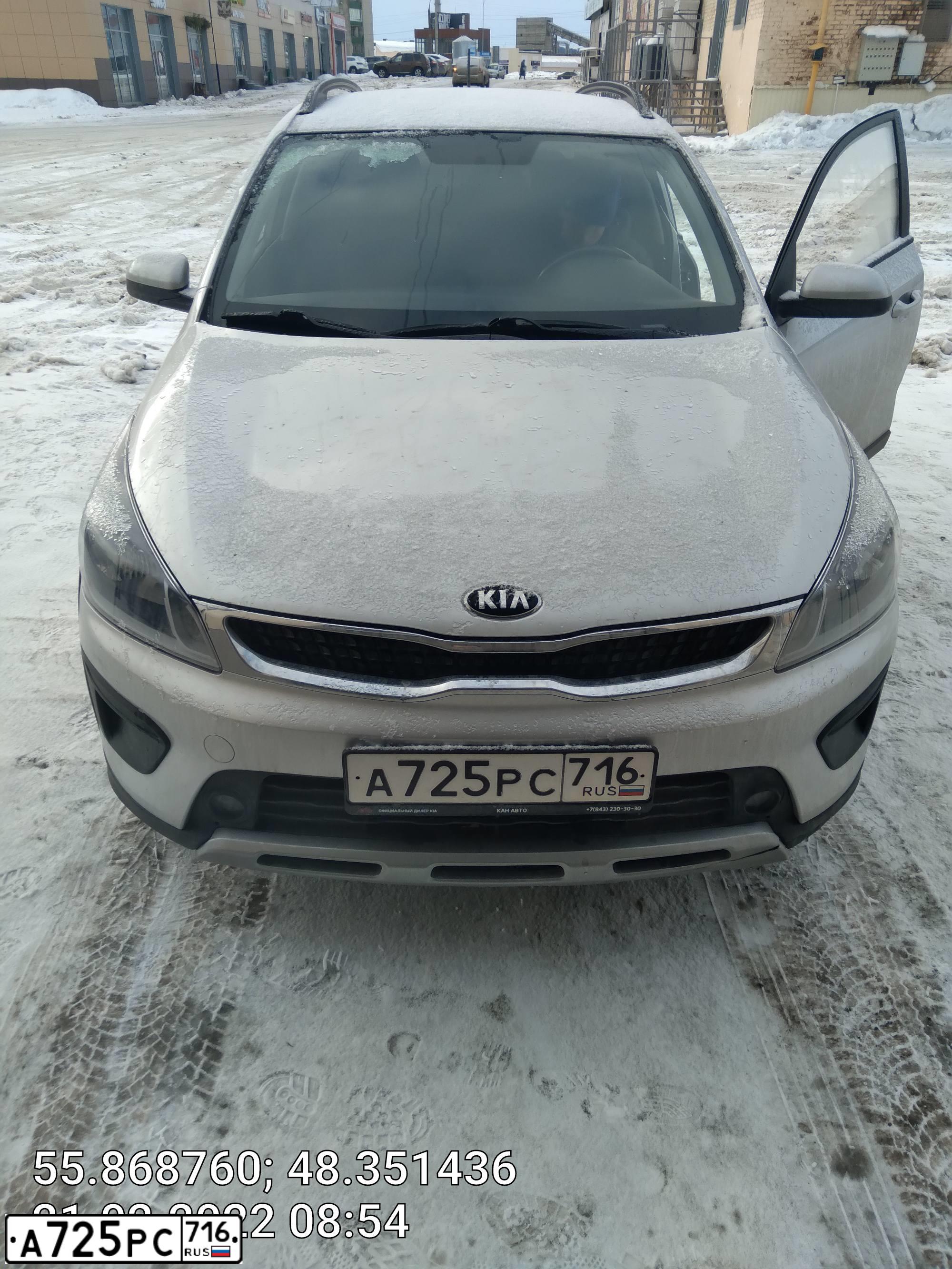 Фото автомобиля KIA RIO, 2018 — госномер А725РС716. Цвет: Серебристый