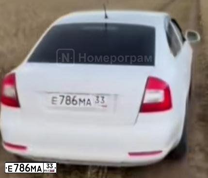 Фото автомобиля ШКОДА OCTAVIA, 2012 — госномер Е786МА33. Цвет: Белый