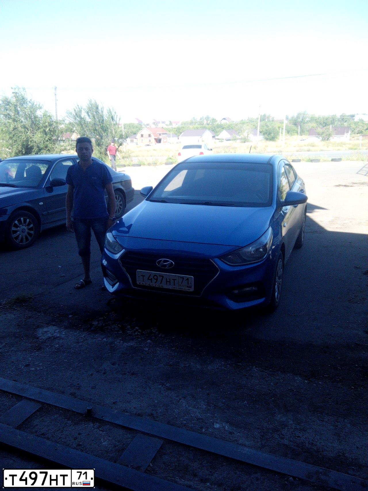 Фото автомобиля HYUNDAI SOLARIS, 2018 — госномер А766АР172. Цвет: синий