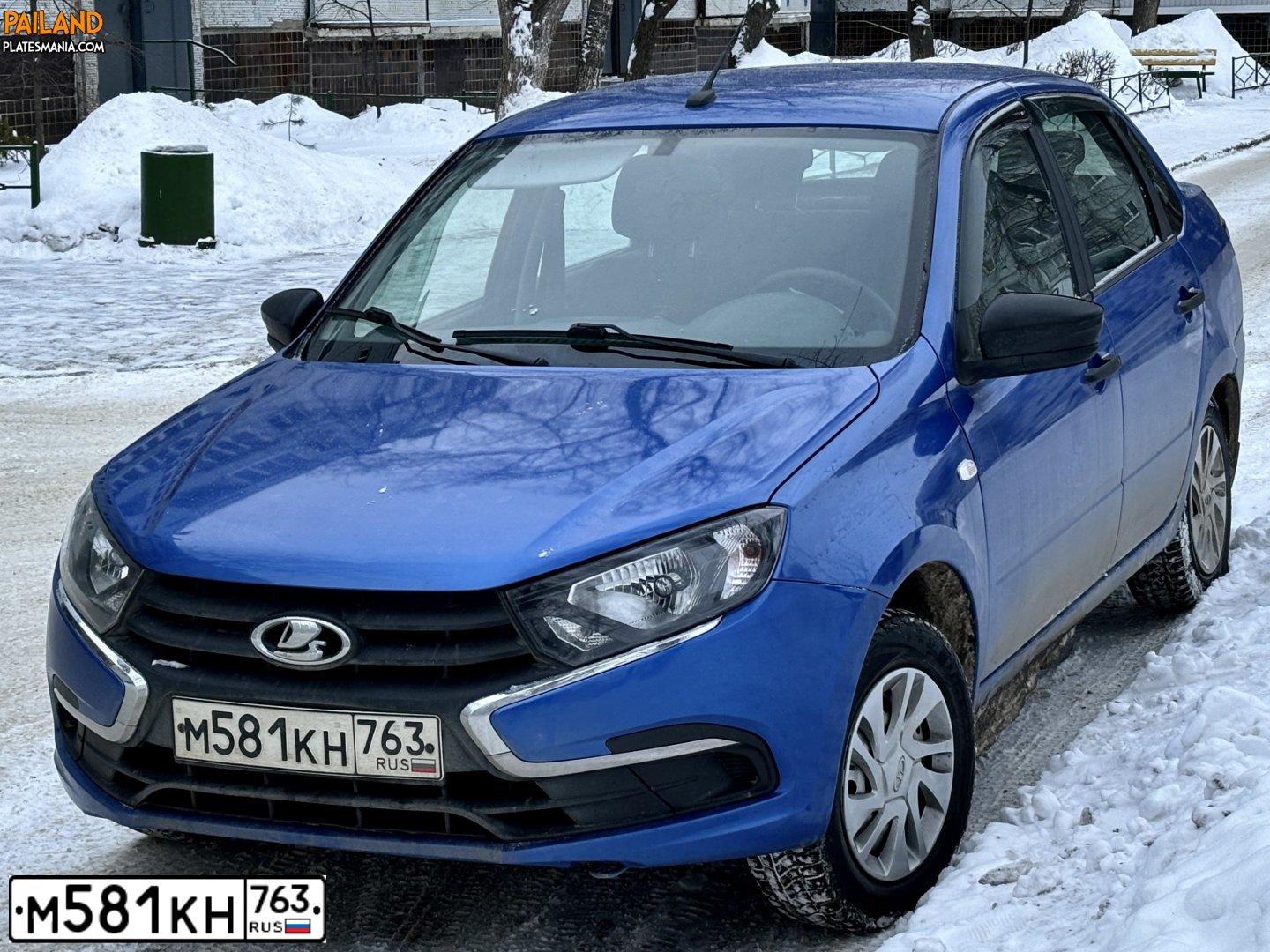 Фото автомобиля LADA 2190 GRANTA, 2019 — госномер М581КН763. Цвет: ЯРКО - СИНИЙ
