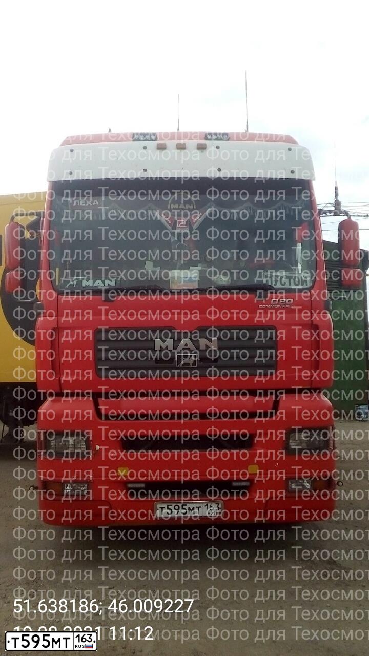 Фото автомобиля MAN TGA 18.XXX /4X2/, 2004 — госномер Т595МТ163. Цвет: КРАСНЫЙ