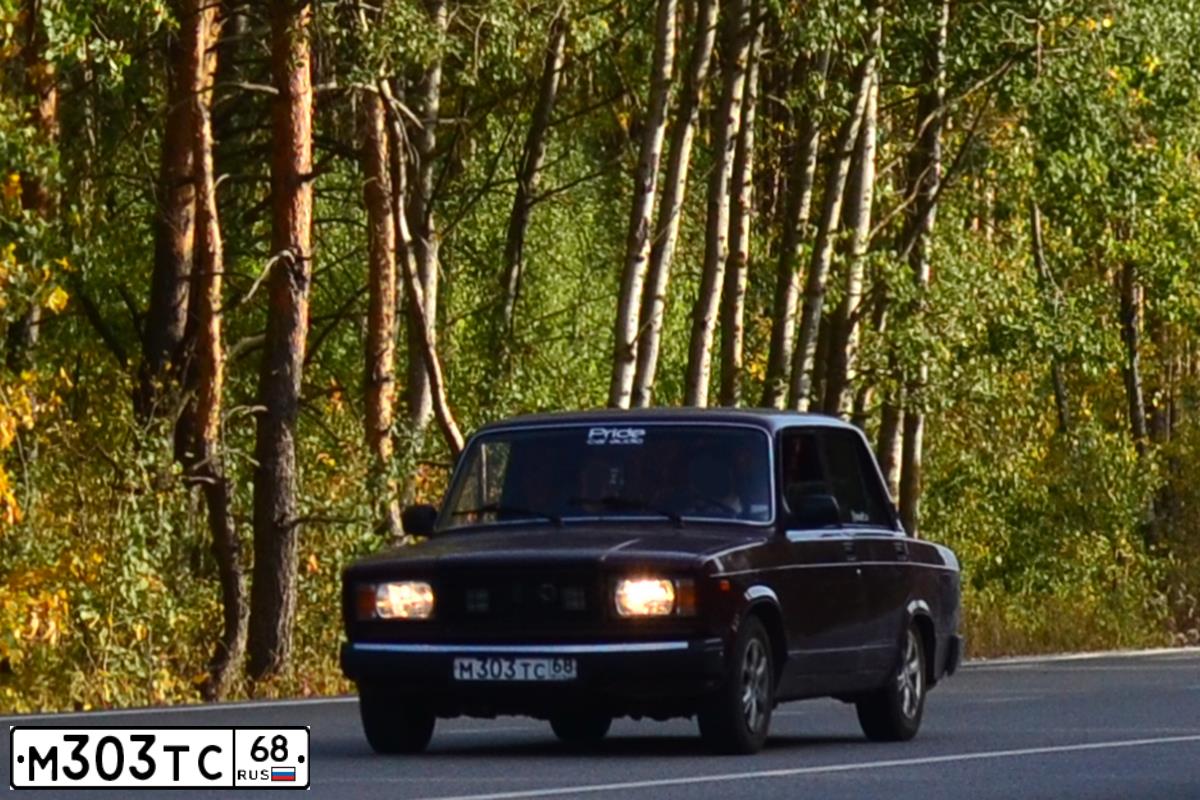 Фото автомобиля LADA 2107 LADA, 2011 — госномер М303ТС68. Цвет: СЕРЕБРИСТО-КРАСНЫЙ