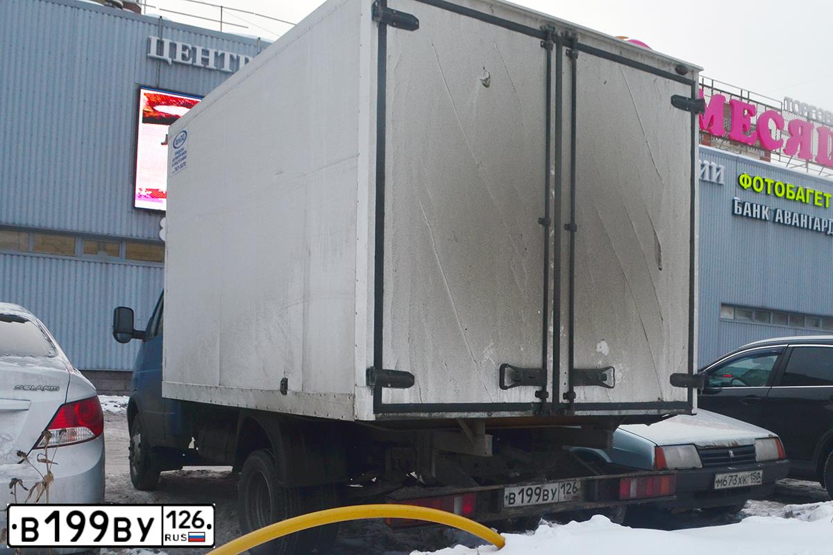 Фото автомобиля GAZ 3302 EL, 2011 — госномер В199ВУ126. Цвет: СЕРЕБРИСТО-ГОЛУБОЙ