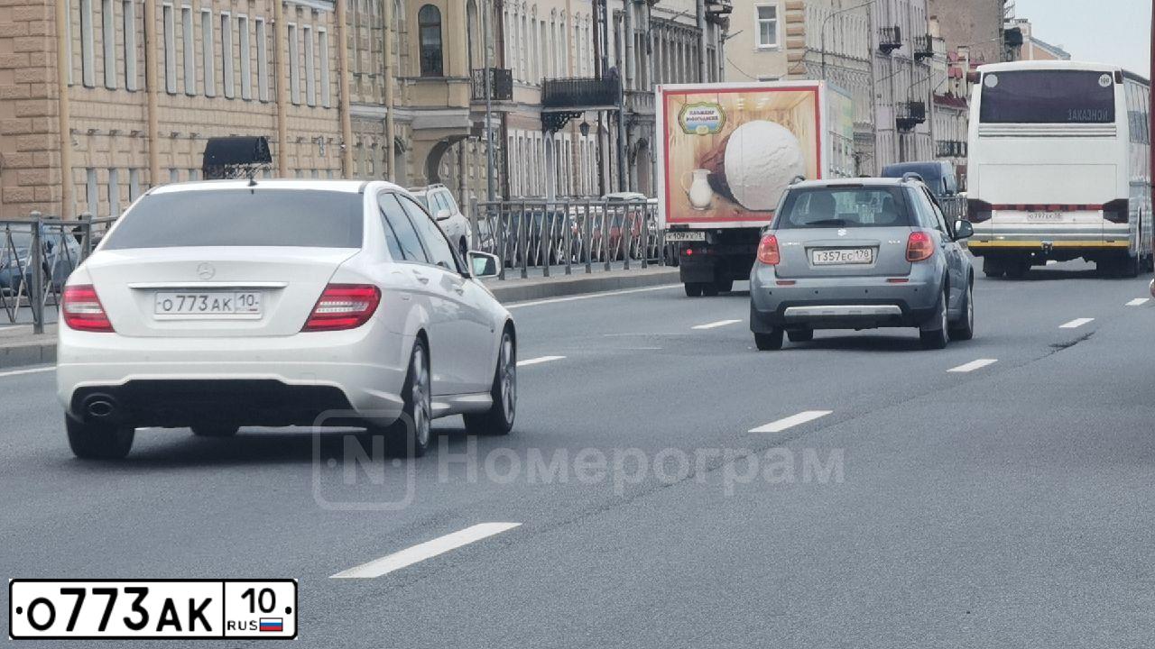Фото автомобиля MERCEDES C-KLASSE, 2012 — госномер О773АК10. Цвет: Белый