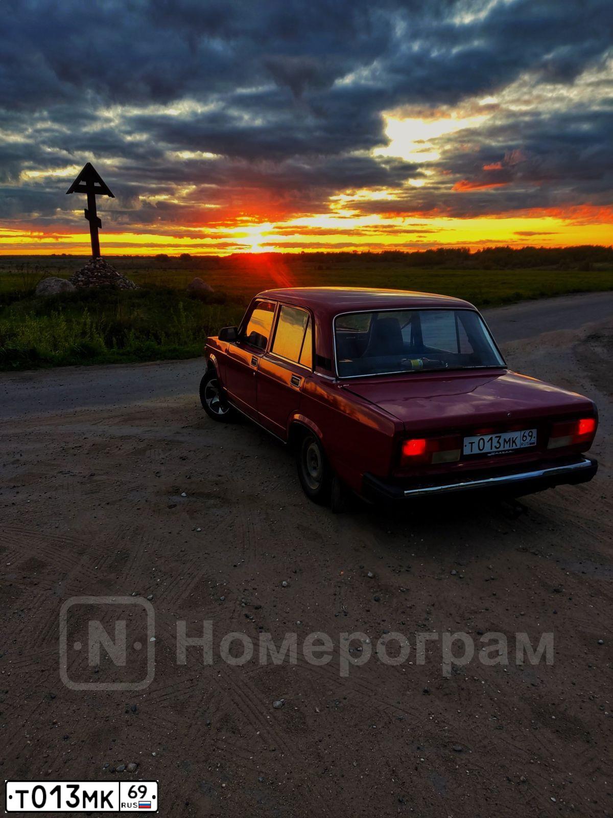 Фото автомобиля ВАЗ 21074 LADA 2107, 2007 — госномер К969ТН69. Цвет: ВИШНЕВЫЙ