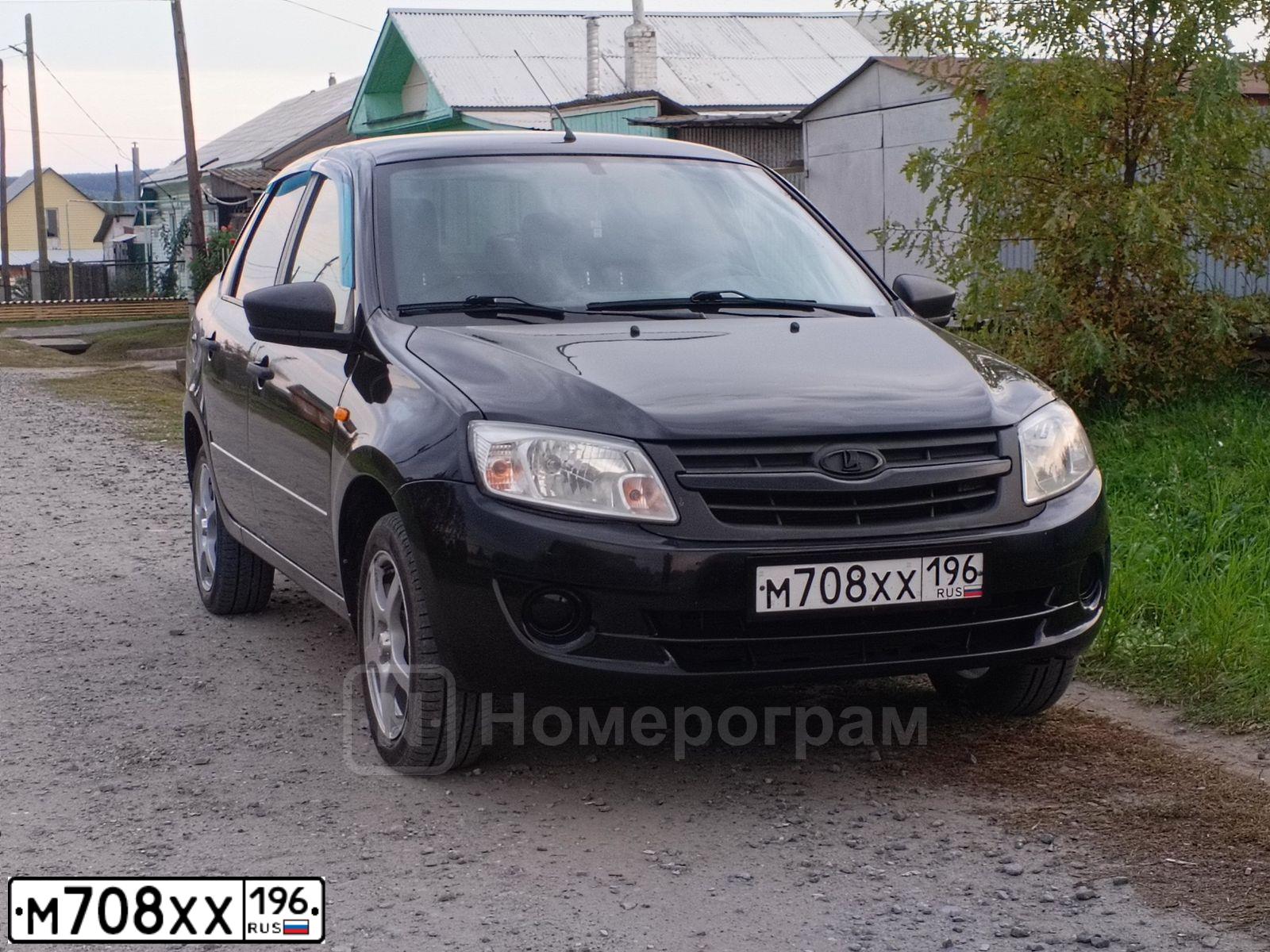 Фото автомобиля LADA 2190 GRANTA, 2016 — госномер М708ХХ196. Цвет: ЧЕРНЫЙ