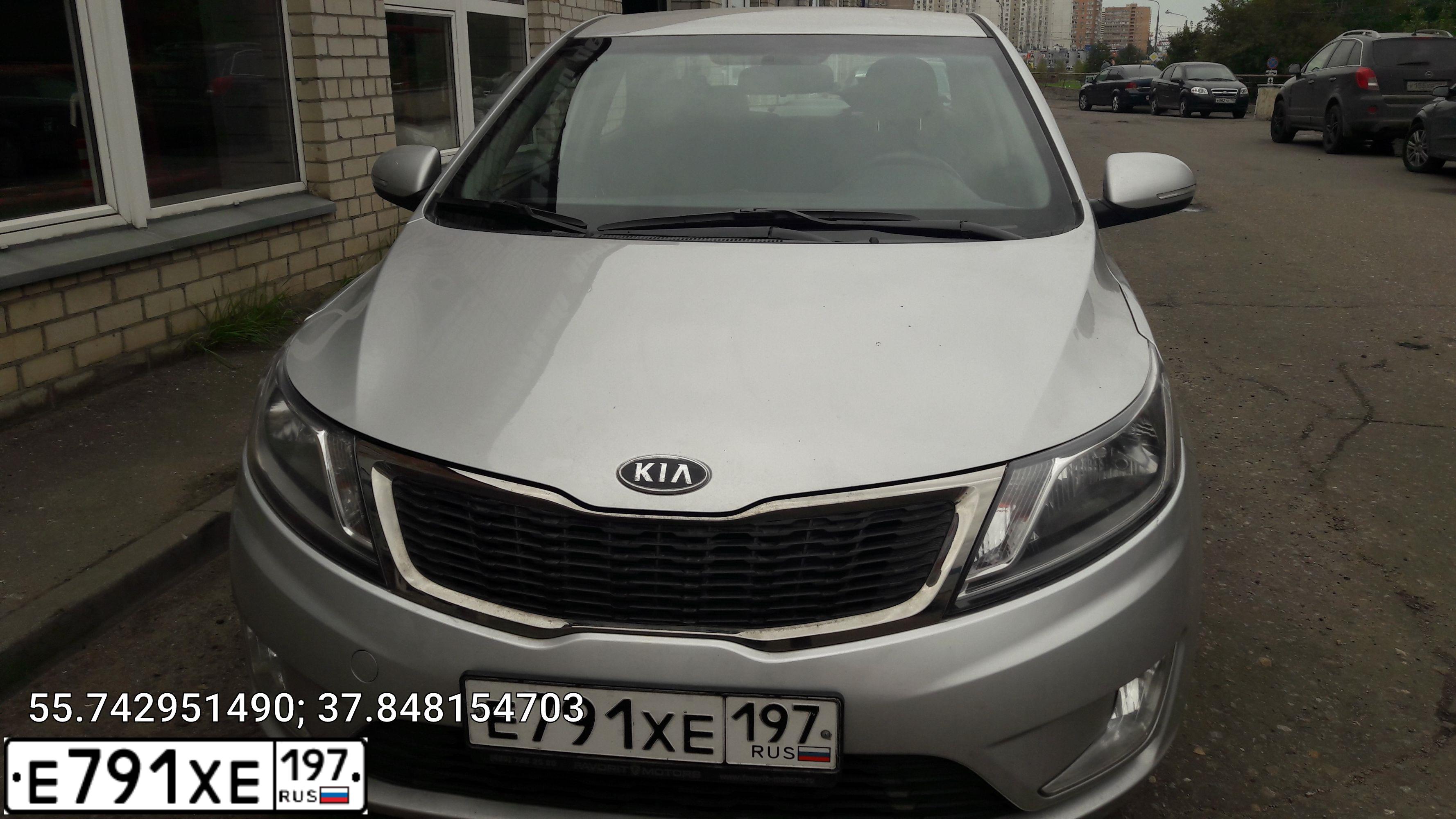 Фото автомобиля KIA RIO, 2012 — госномер Е791ХЕ197. Цвет: СЕРЫЙ СВЕТЛЫЙ