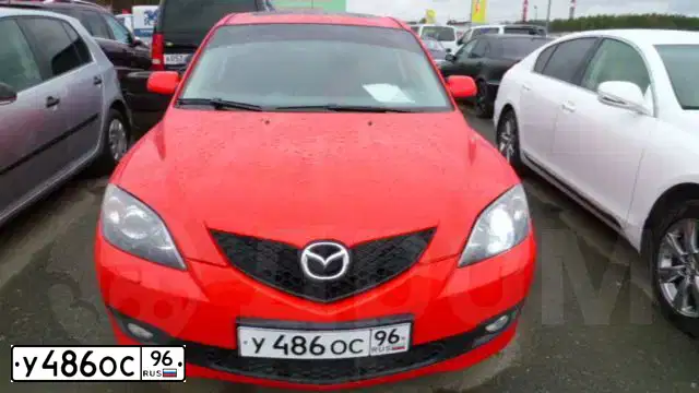 Фото автомобиля MAZDA 3, 2006 — госномер Р460ТО159. Цвет: Красный