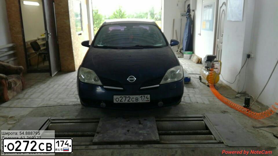Фото автомобиля NISSAN PRIMERA, 2005 — госномер О272СВ174. Цвет: ТЕМНО-СИНИЙ