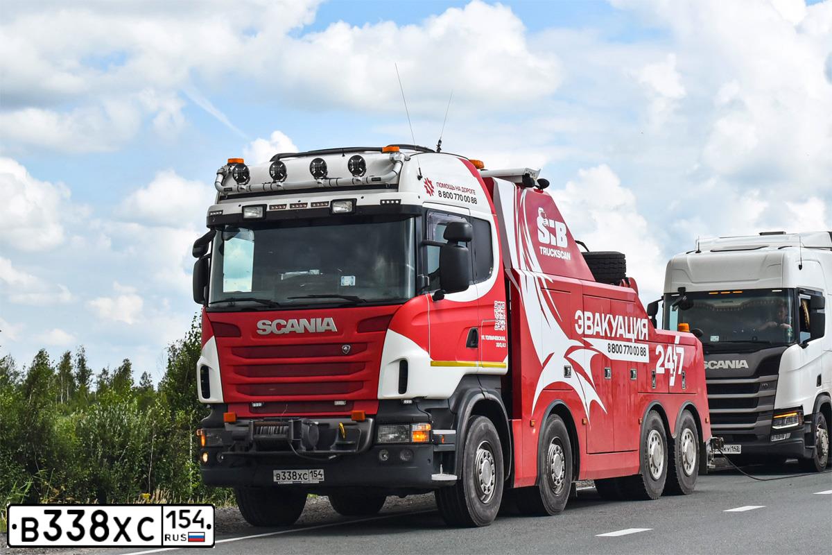Фото автомобиля SCANIA SERIE R /4X2/, 2012 — госномер В338ХС154. Цвет: БЕЛЫЙ