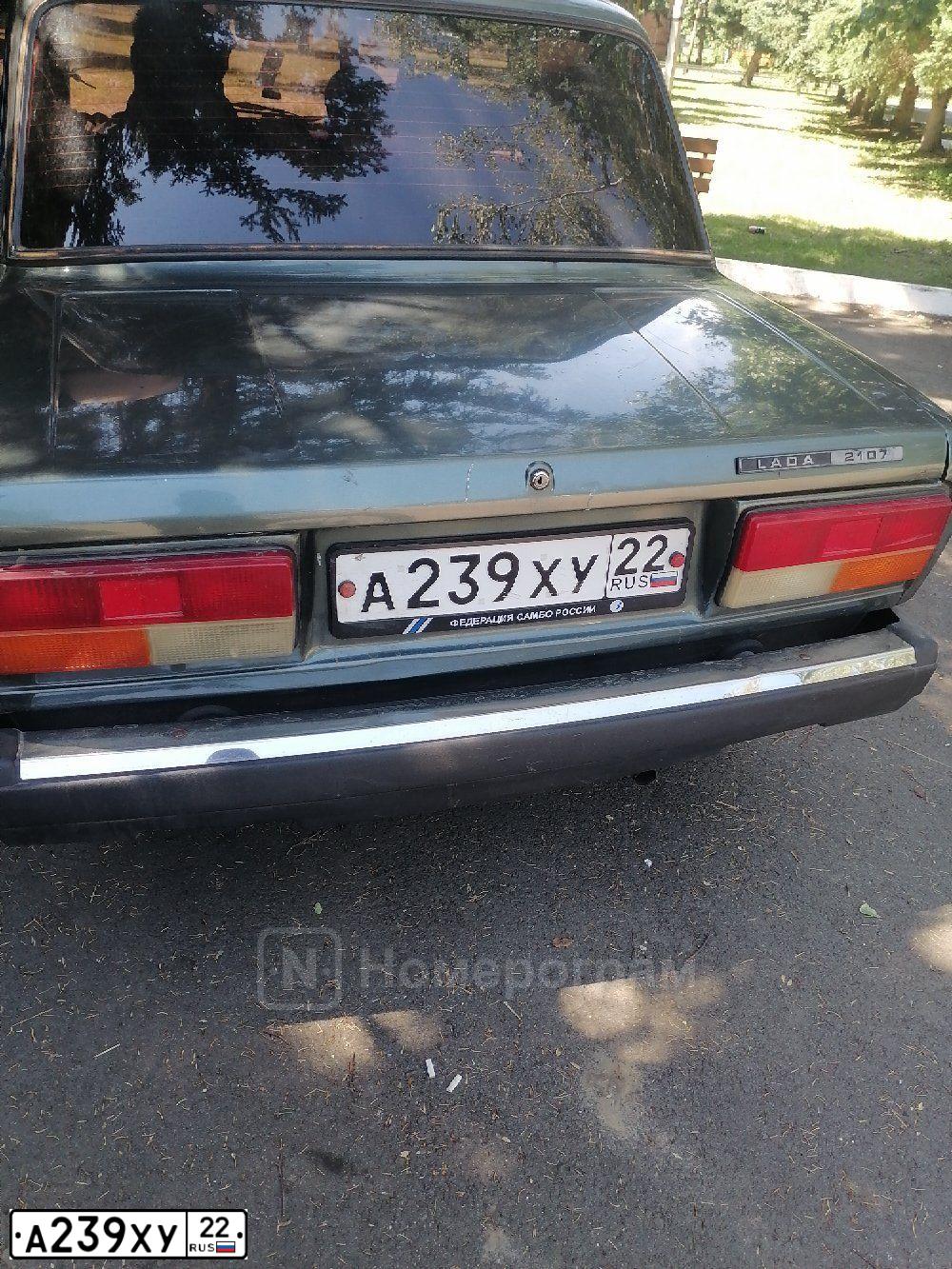 Фото автомобиля LADA 2107, 2010 — госномер А239ХУ22. Цвет: Серо-сине-зеленый
