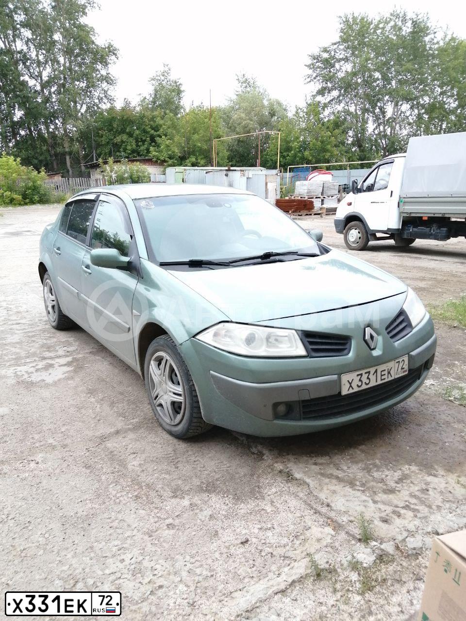 Фото автомобиля RENAULT MEGANE, 2006 — госномер Х331ЕК72. Цвет: СЕРО-ЗЕЛЕНЫЙ