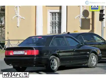 Фото автомобиля AUDI 100, 1991 — госномер М934РС98. Цвет: ЧЕРНЫЙ
