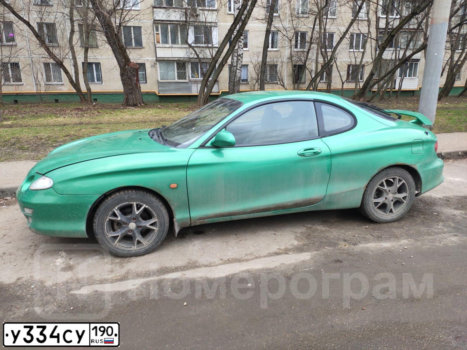 Фото автомобиля HYUNDAI TIBURON, 2000 — госномер У334СУ190. Цвет: ЗЕЛЕНЫЙ