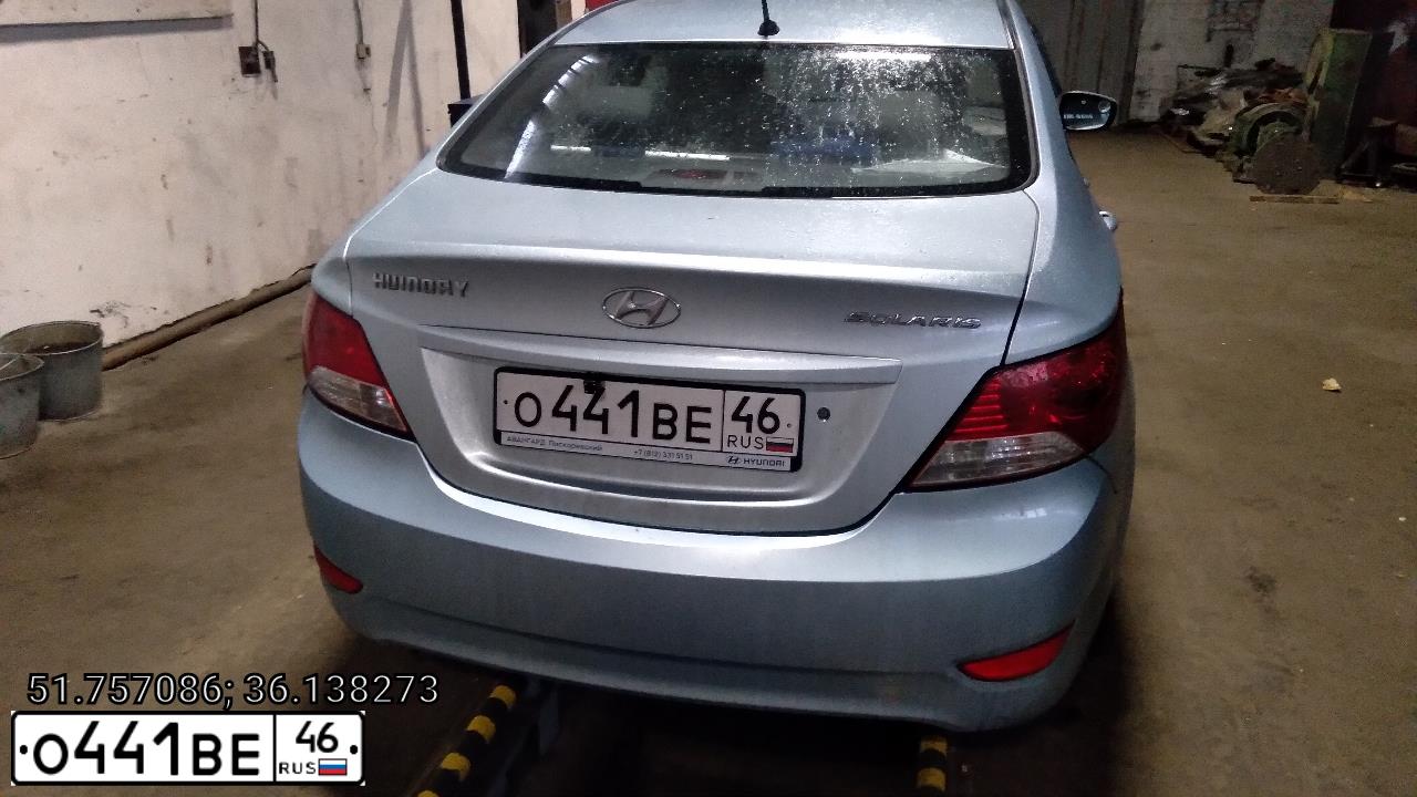 Фото автомобиля HYUNDAI SOLARIS, 2012 — госномер О441ВЕ46. Цвет: СЕРО-ГОЛУБОЙ