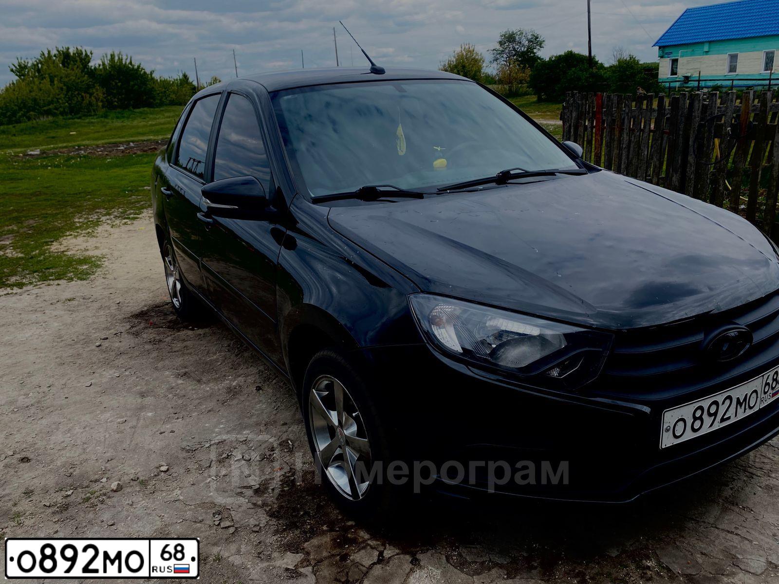 Фото автомобиля LADA 2190 GRANTA, 2019 — госномер О892МО68. Цвет: ЧЕРНЫЙ