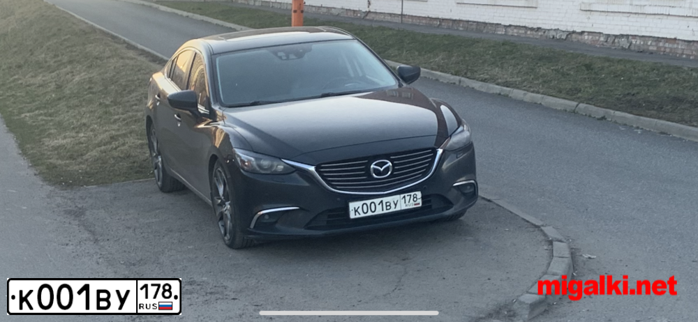 Фото автомобиля MAZDA 6, 2006 — госномер К001ВУ178. Цвет: ТЕМНО-ВИШНЕВЫЙ