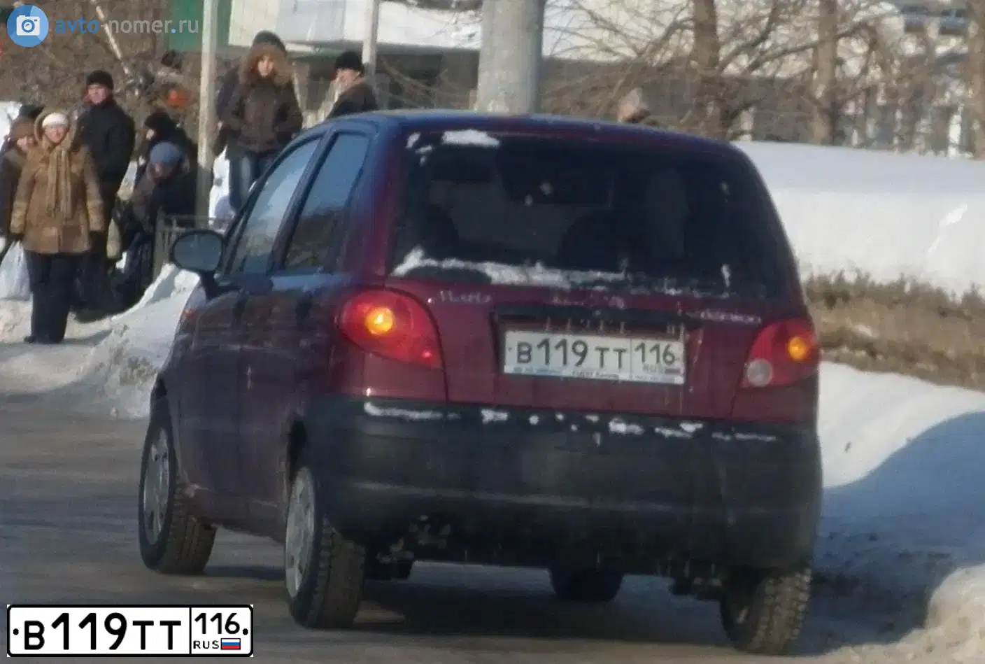 Фото автомобиля DAEWOO MATIZ, 2010 — госномер О228ОХ116. Цвет: БОРДОВЫЙ