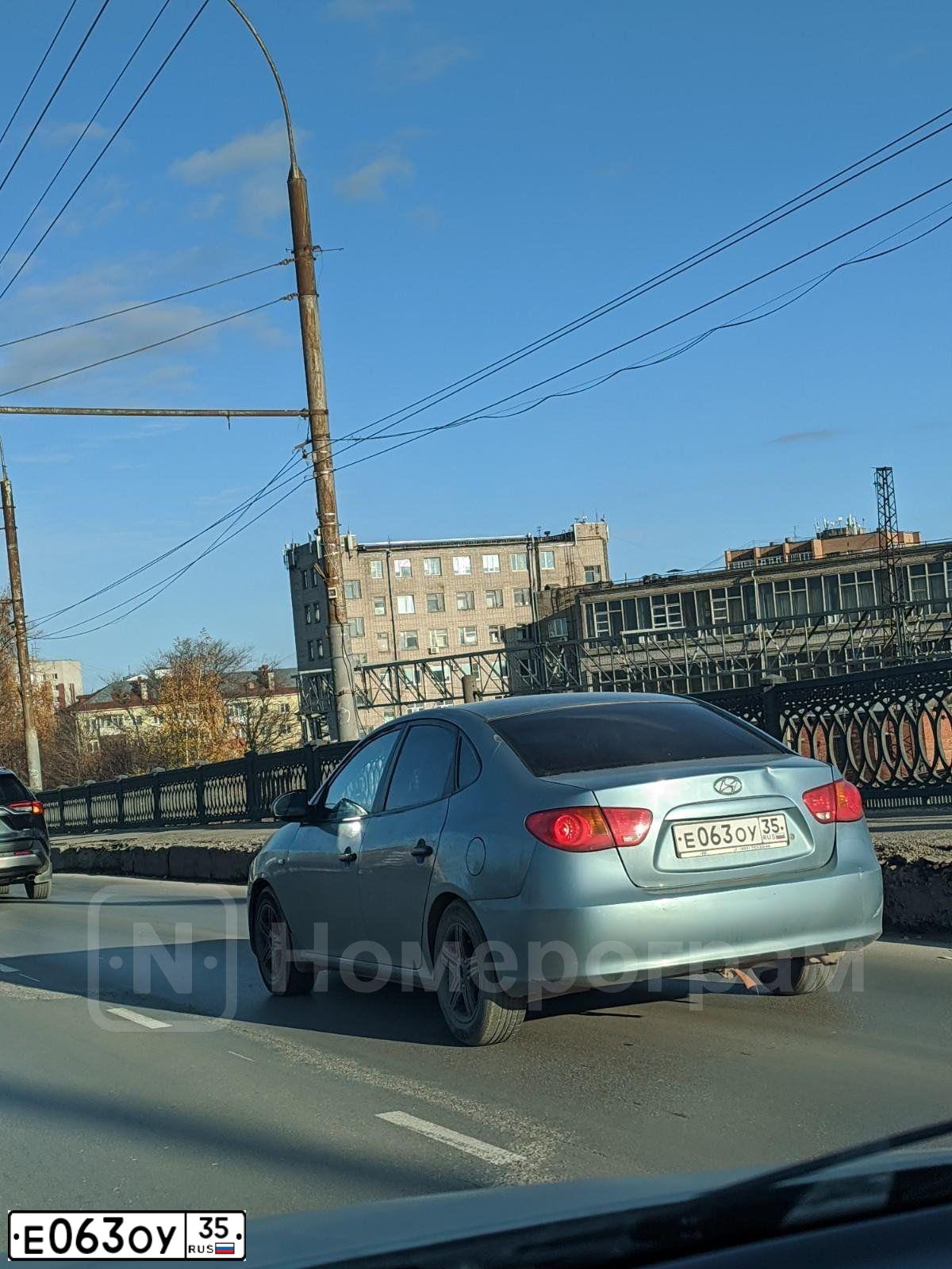 Фото автомобиля HYUNDAI ELANTRA, 2007 — госномер Е063ОУ35. Цвет: СИНИЙ