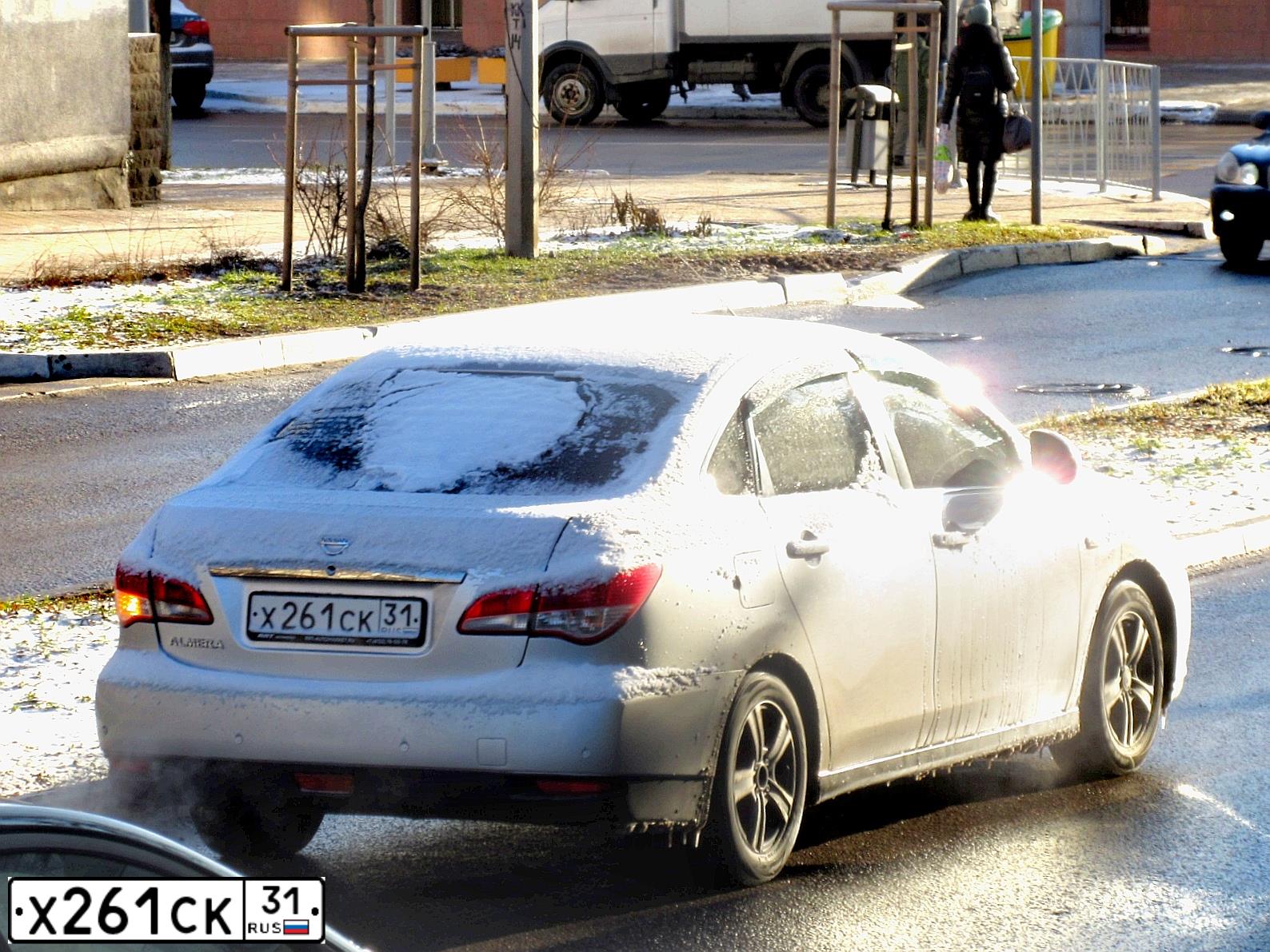 Фото автомобиля NISSAN ALMERA, 2014 — госномер Х221ТЕ31. Цвет: СЕРЕБРИСТЫЙ