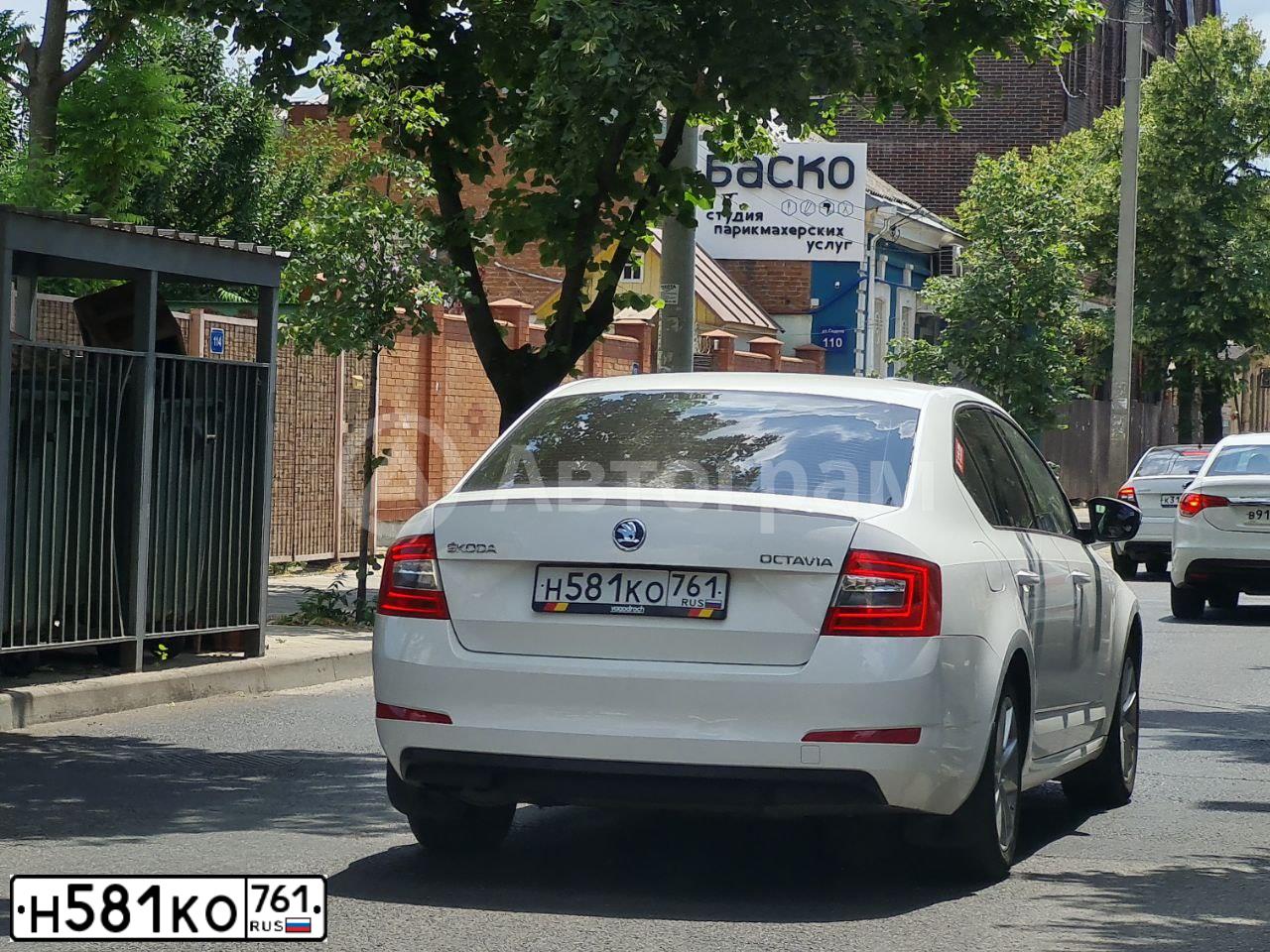 Фото автомобиля SKODA OCTAVIA, 2014 — госномер У303МО761. Цвет: Белый