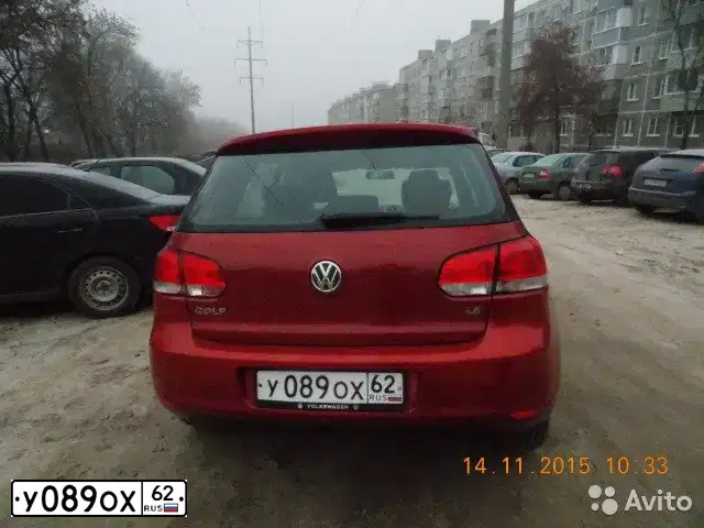 Фото автомобиля VOLKSWAGEN GOLF, 2011 — госномер У089ОХ62. Цвет: КРАСНЫЙ