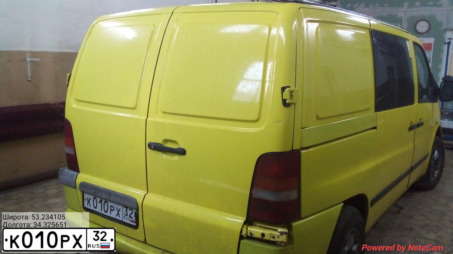 Фото автомобиля MERCEDES VITO, 2001 — госномер К010РХ32. Цвет: ЖЕЛТЫЙ