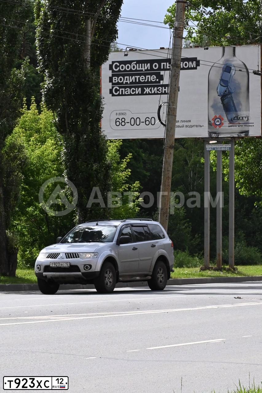Фото автомобиля MITSUBISHI PAJERO SPORT, 2010 — госномер Т923ХС12. Цвет: СЕРЕБРИСТЫЙ
